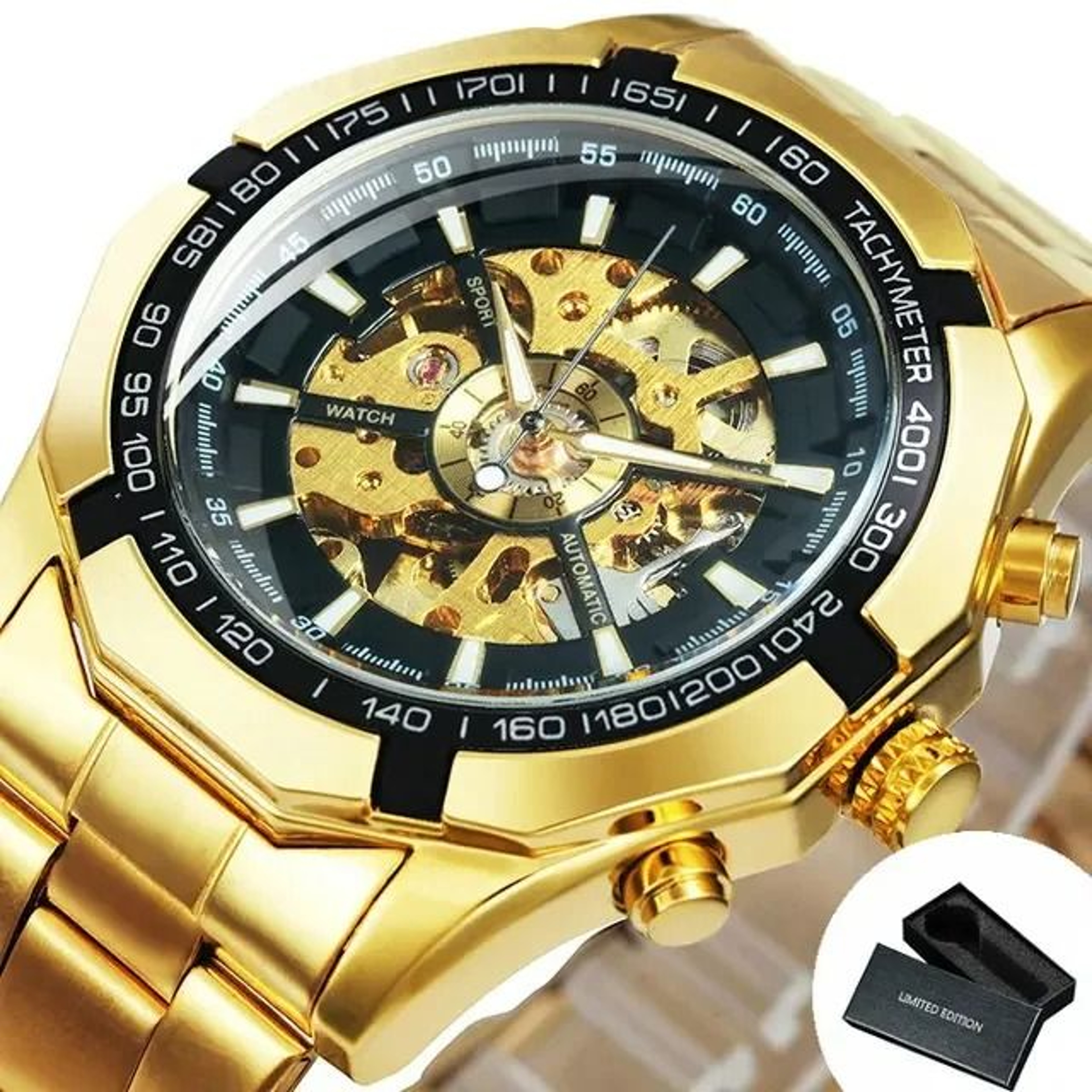 WINNER Classic Skeleton Watch For Men Luminous Mechanical Timepiece 8