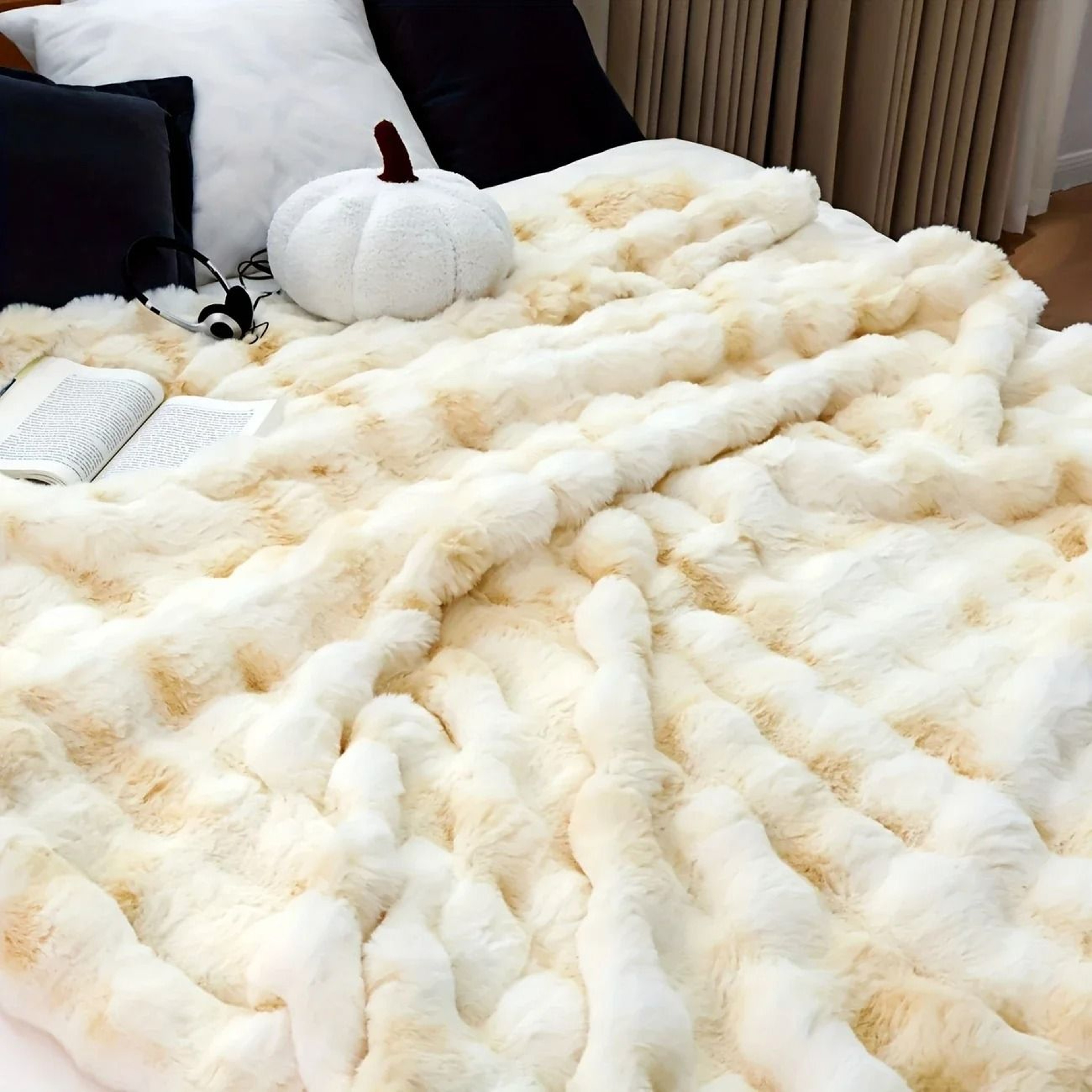 Cozy Faux Rabbit Fleece Blanket Throw For Living Room Bedroom Dorm 6