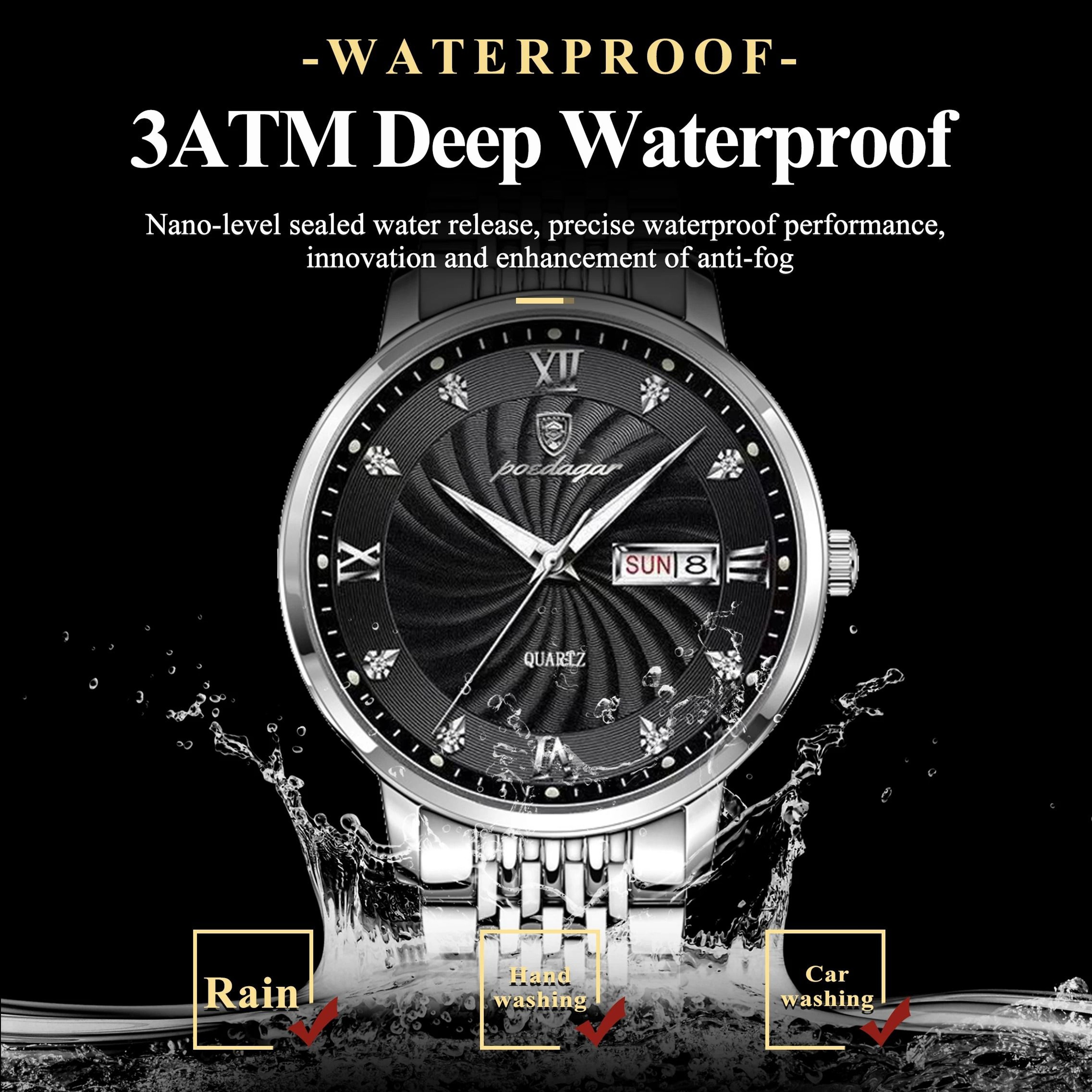 POEDAGAR Luxury Brand Mens Watch Waterproof Luminous Date Week 2