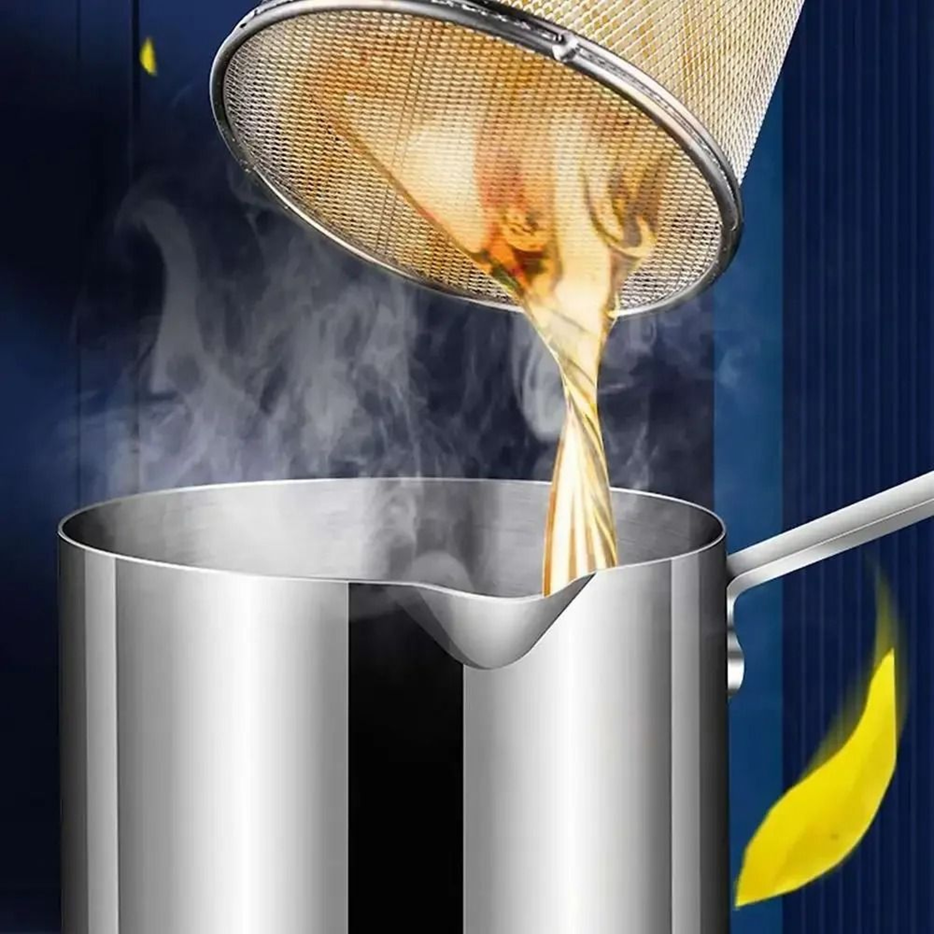 Stainless Steel Deep Fryer Pan With Strainer Basket For Chicken And Tempura At Home 3