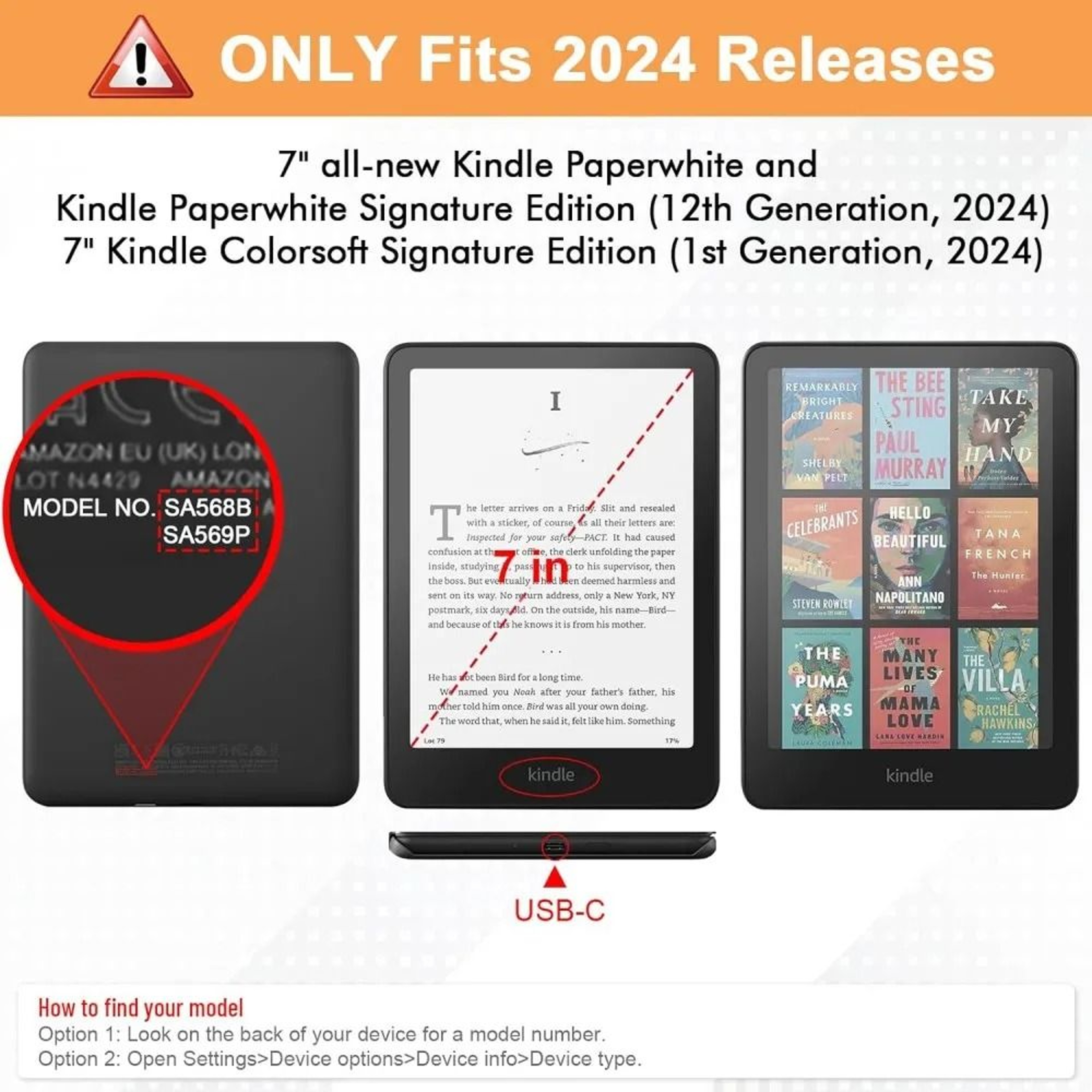 Kindle Paperwhite 2024 Magnetic Protective Case 7 In SA569P SA568B 1