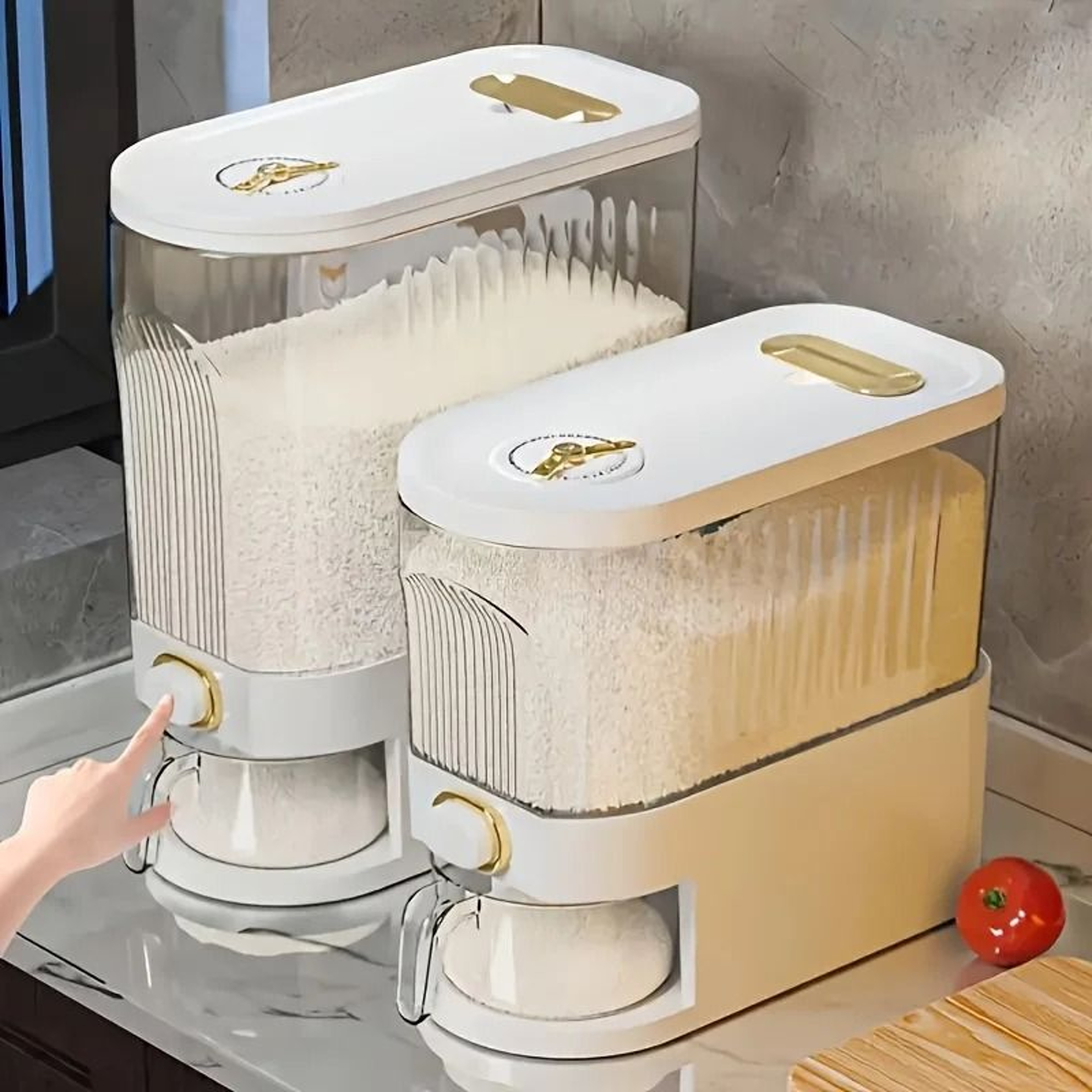 5kg 10kg Rice Dispenser Large Pantry Storage Container With Measuring Cup And Time Markings 0