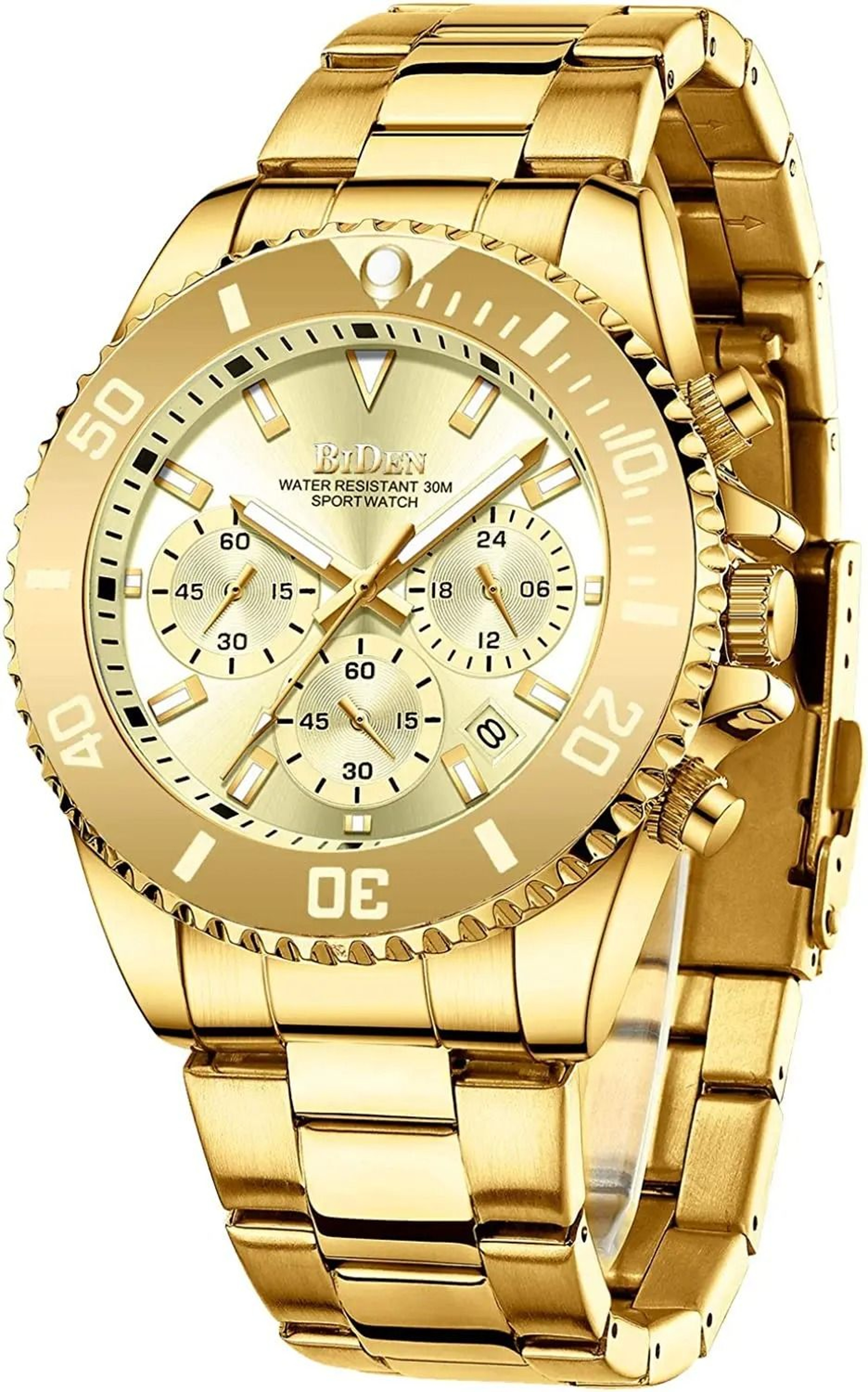 BIDEN Men Sports Chronograph Quartz Watch Waterproof 9