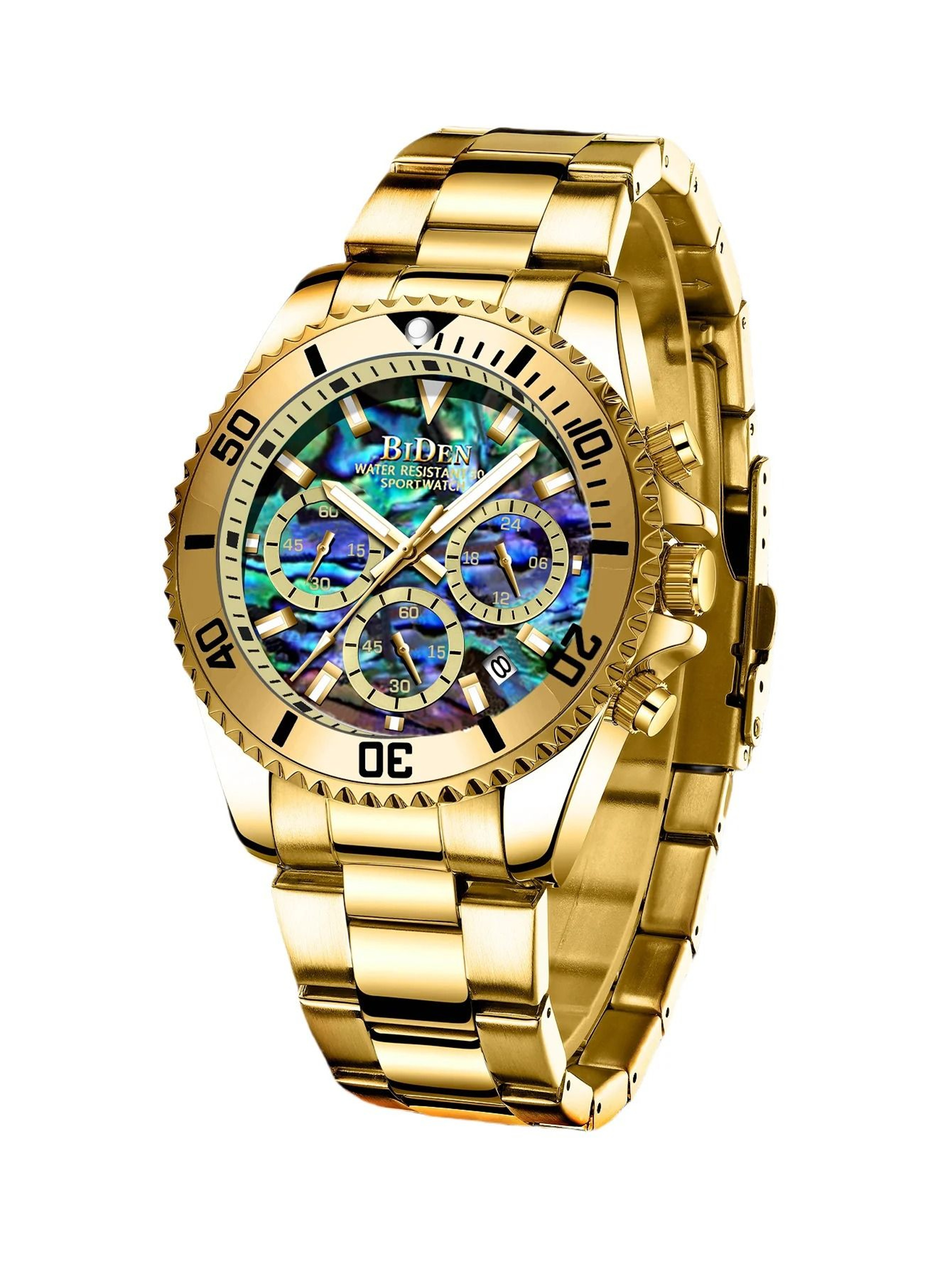 BIDEN Men Sports Chronograph Quartz Watch Waterproof 8