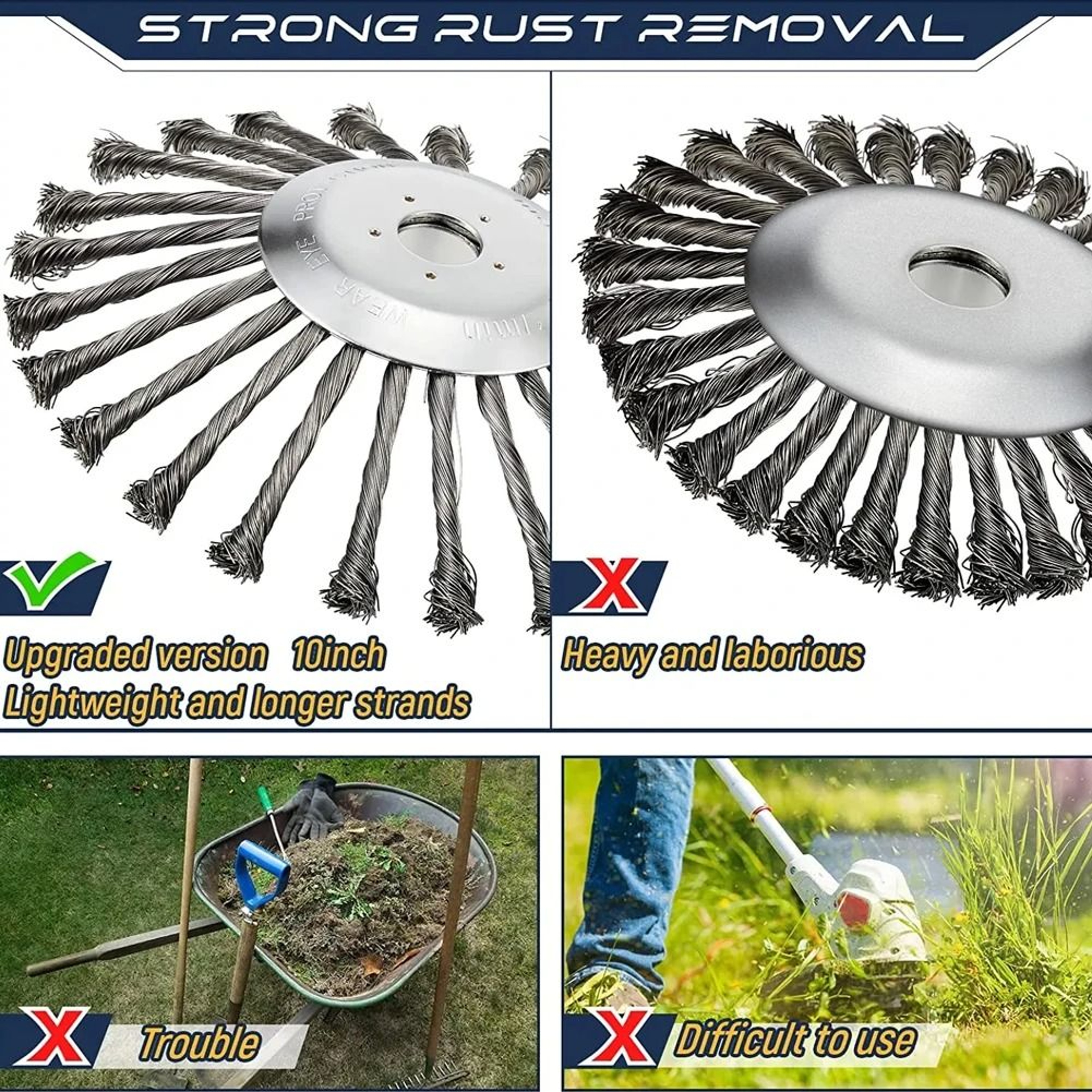 Universal Steel Wire Brush Cutter Head 4 5 10 Inch Lawn Mower 3