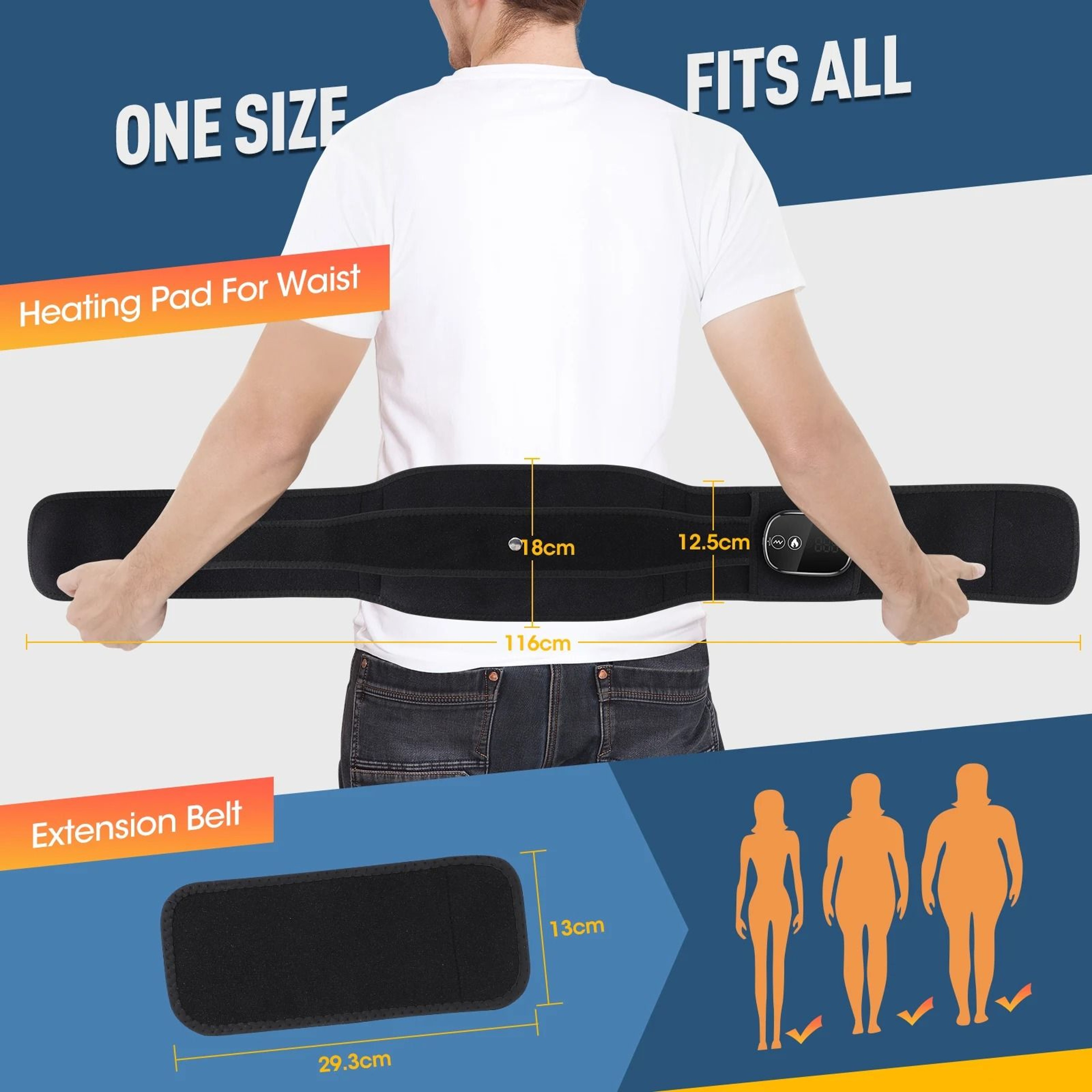 Cordless Heated Massage Pad Red Light Waist Belt 6