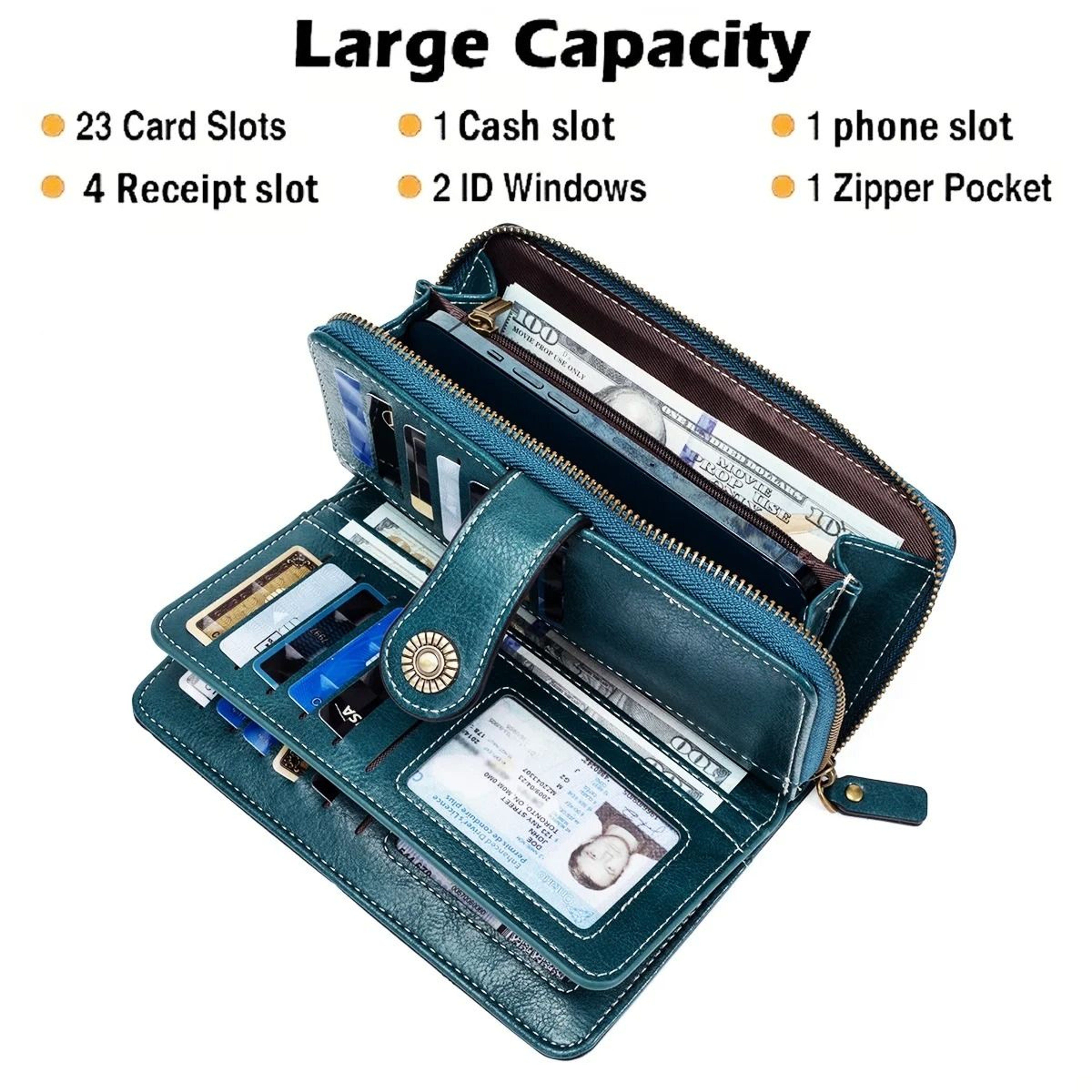 Rfid Anti Theft Oil Wax Leather Long Wallet Clutch 1