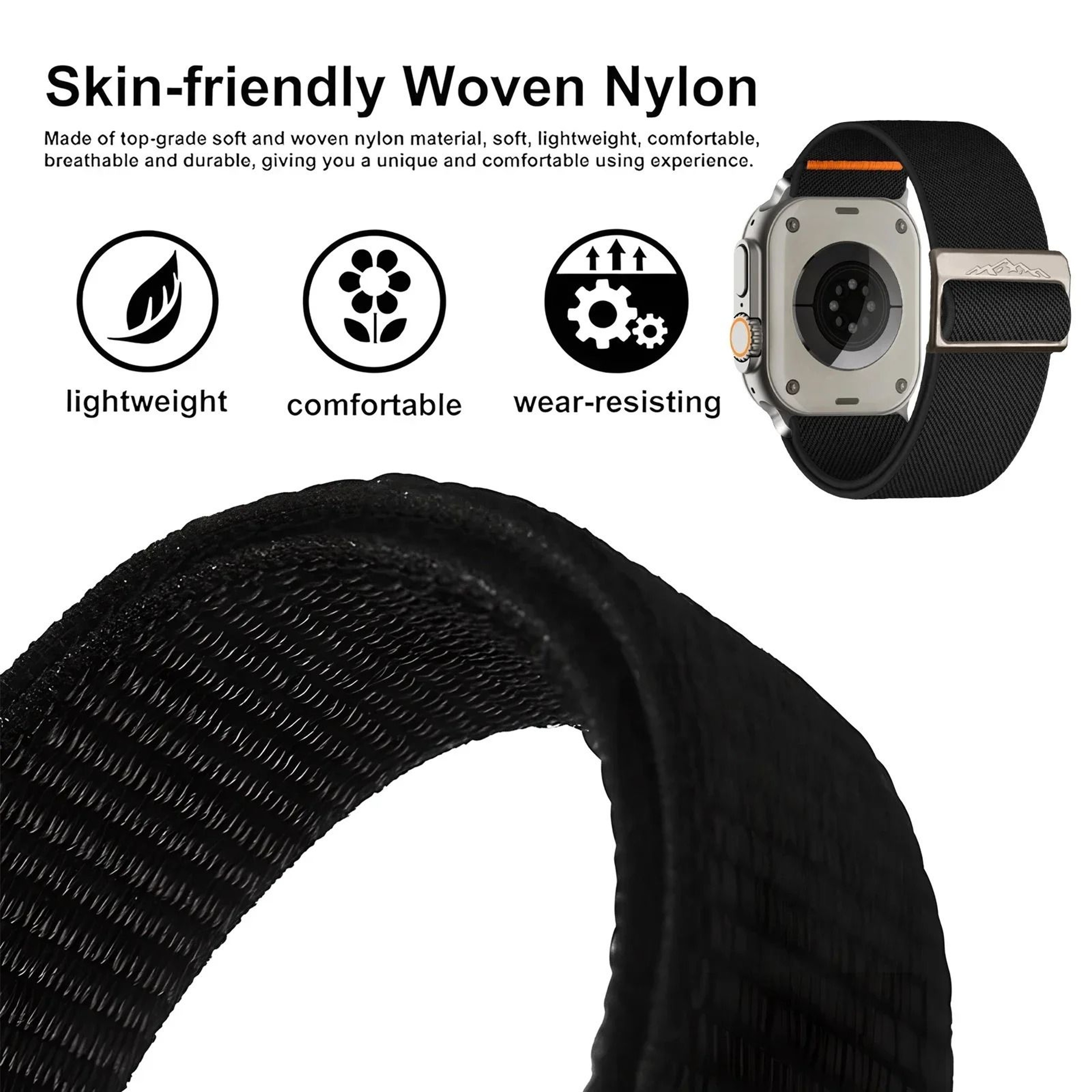 Stretchy Braided Nylon Apple Watch Band For Series 6 SE 7 8 9 Ultra 2 3
