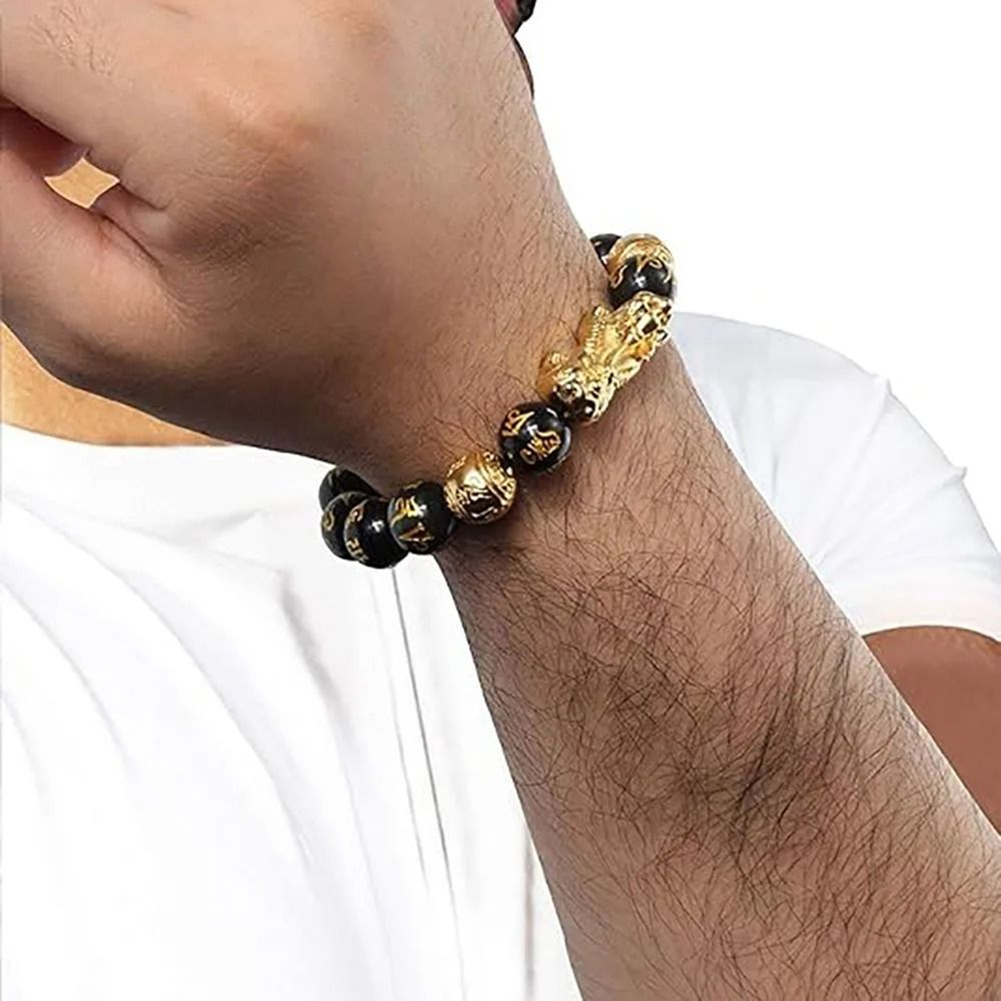 Feng Shui Black Obsidian Pixiu Wealth  Luck Bracelet 1