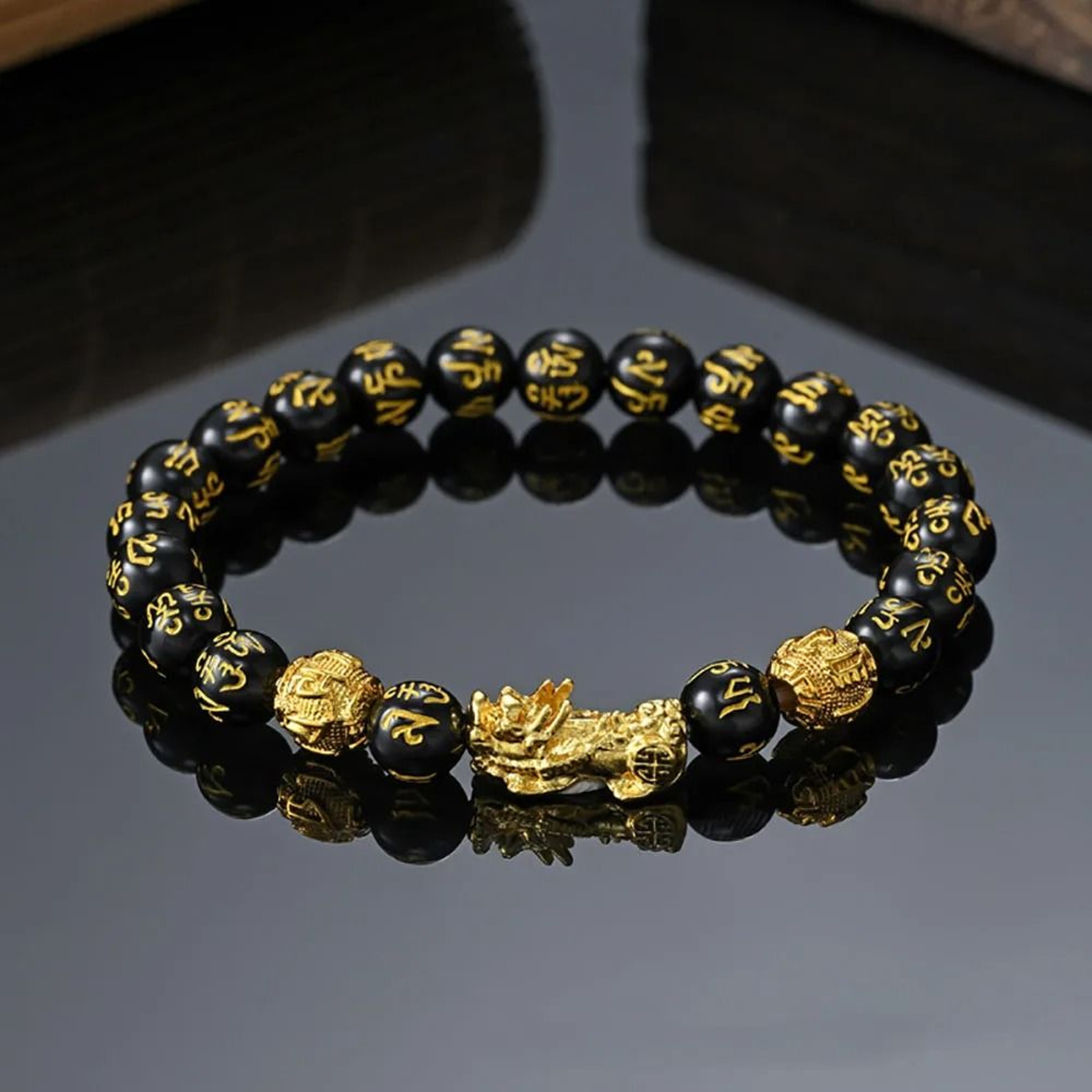 Feng Shui Black Obsidian Pixiu Wealth  Luck Bracelet 6