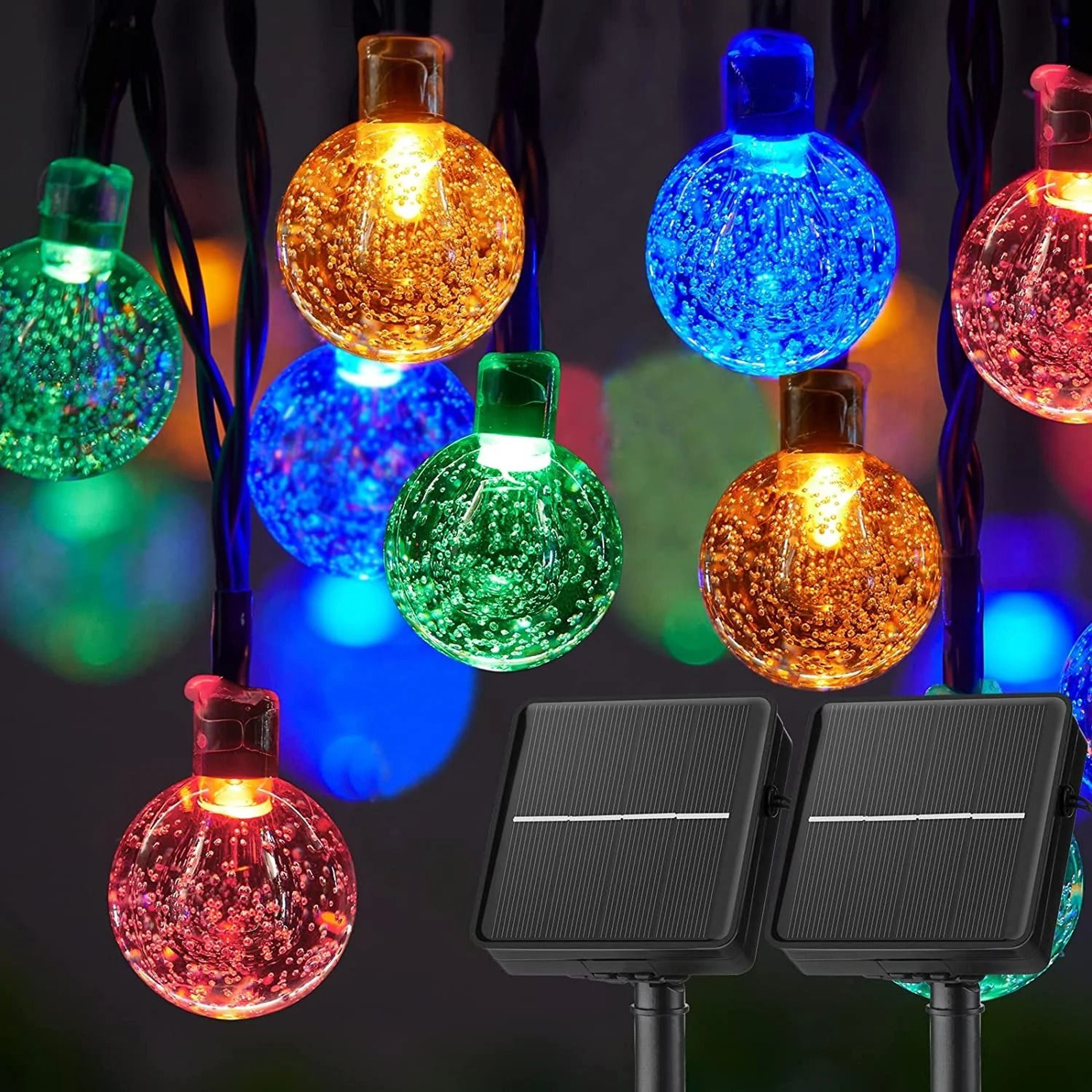 60 LED Solar Crystal Globe String Lights Outdoor Waterproof 9
