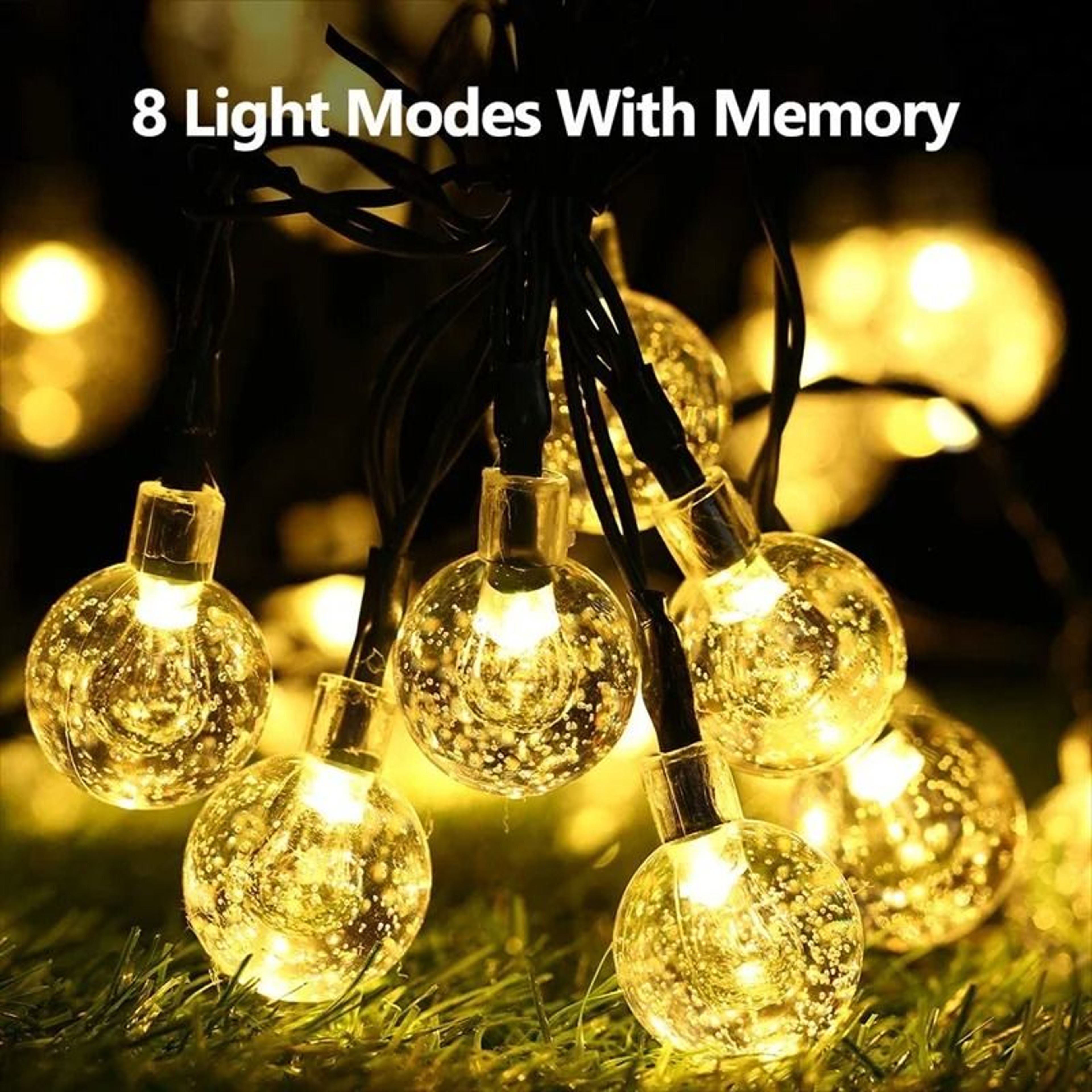 60 LED Solar Crystal Globe String Lights Outdoor Waterproof 2