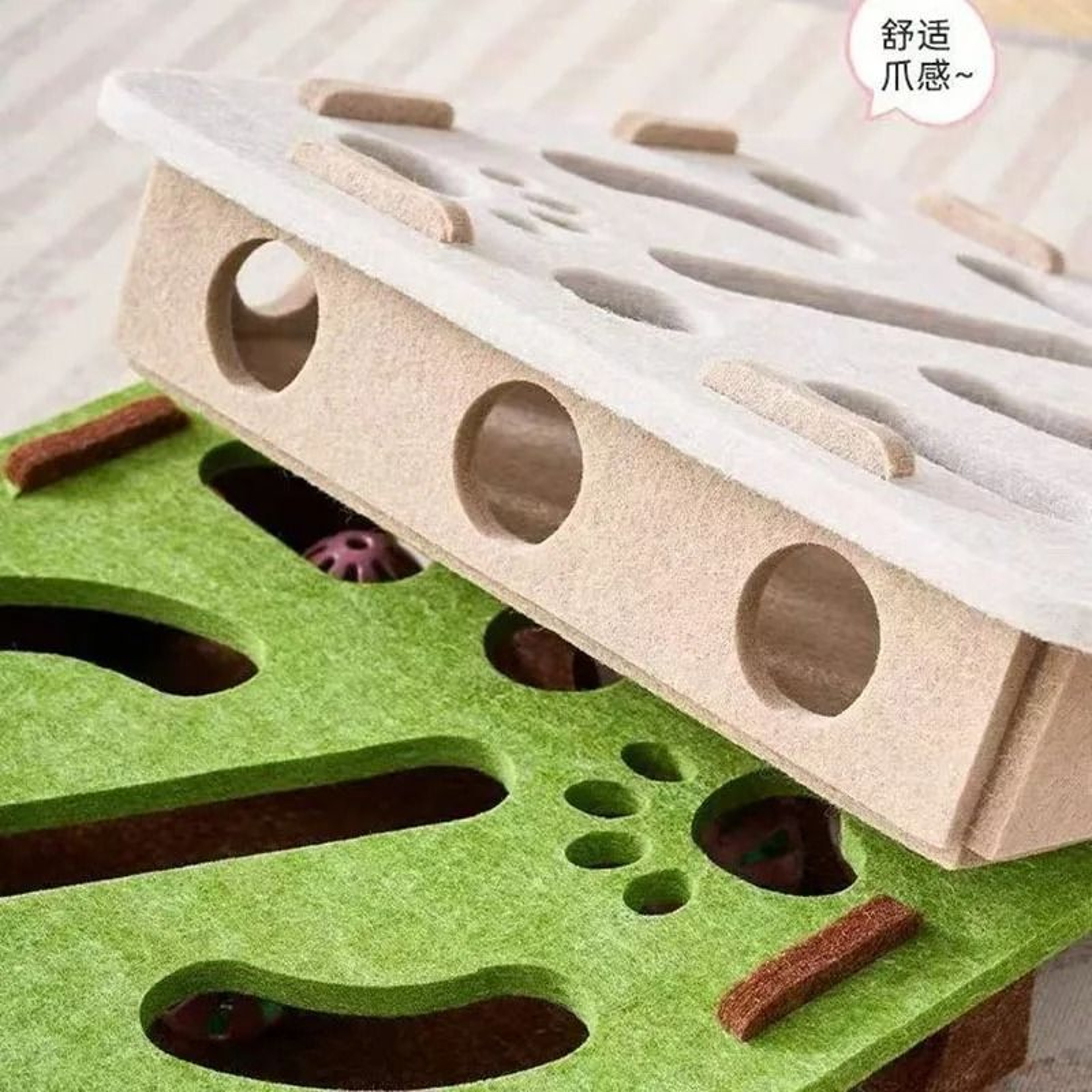 Felt Cat Puzzle Maze Box With Bell Ball Interactive Toy 2