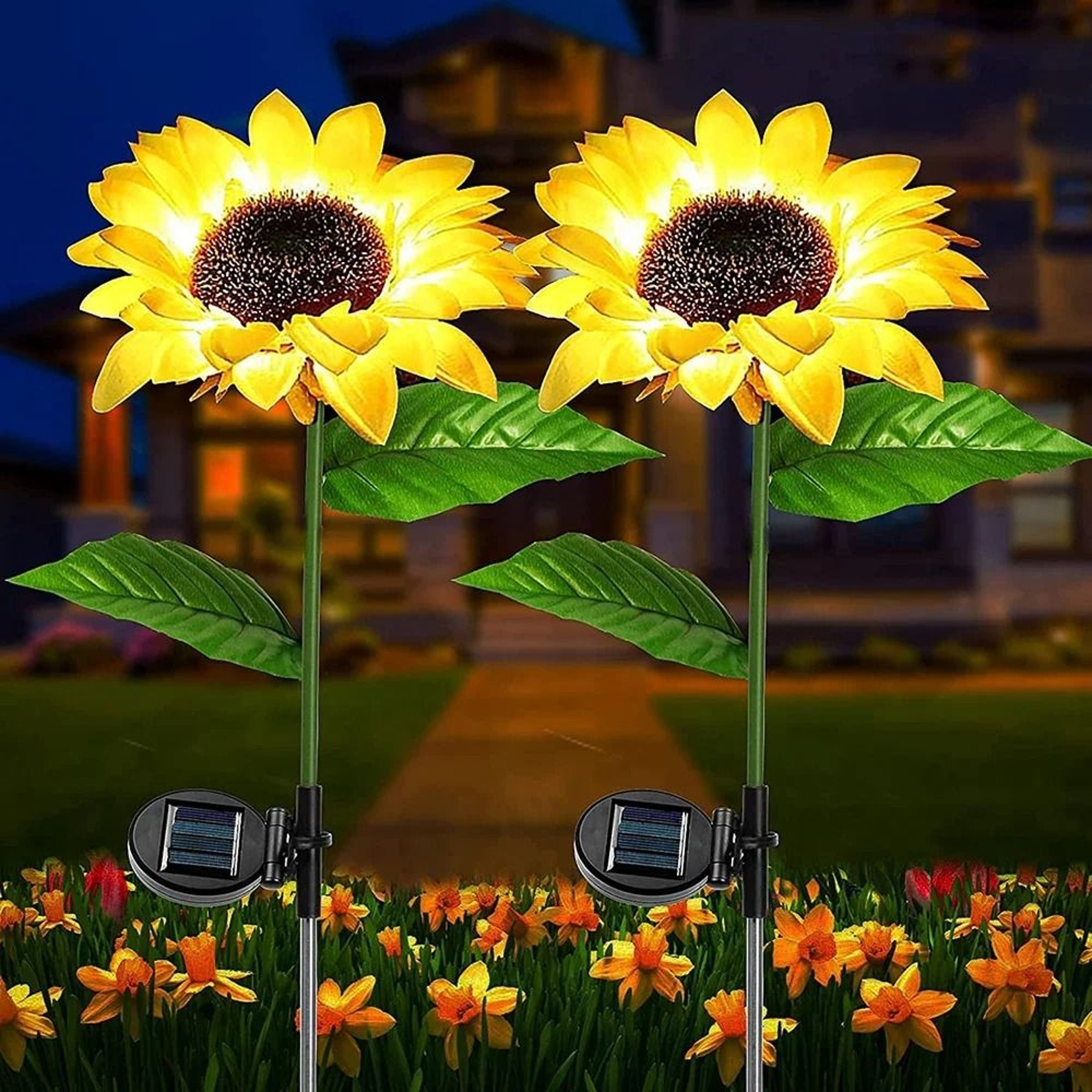 Simulated Solar Sunflower Smart Garden Light Waterproof LED 0