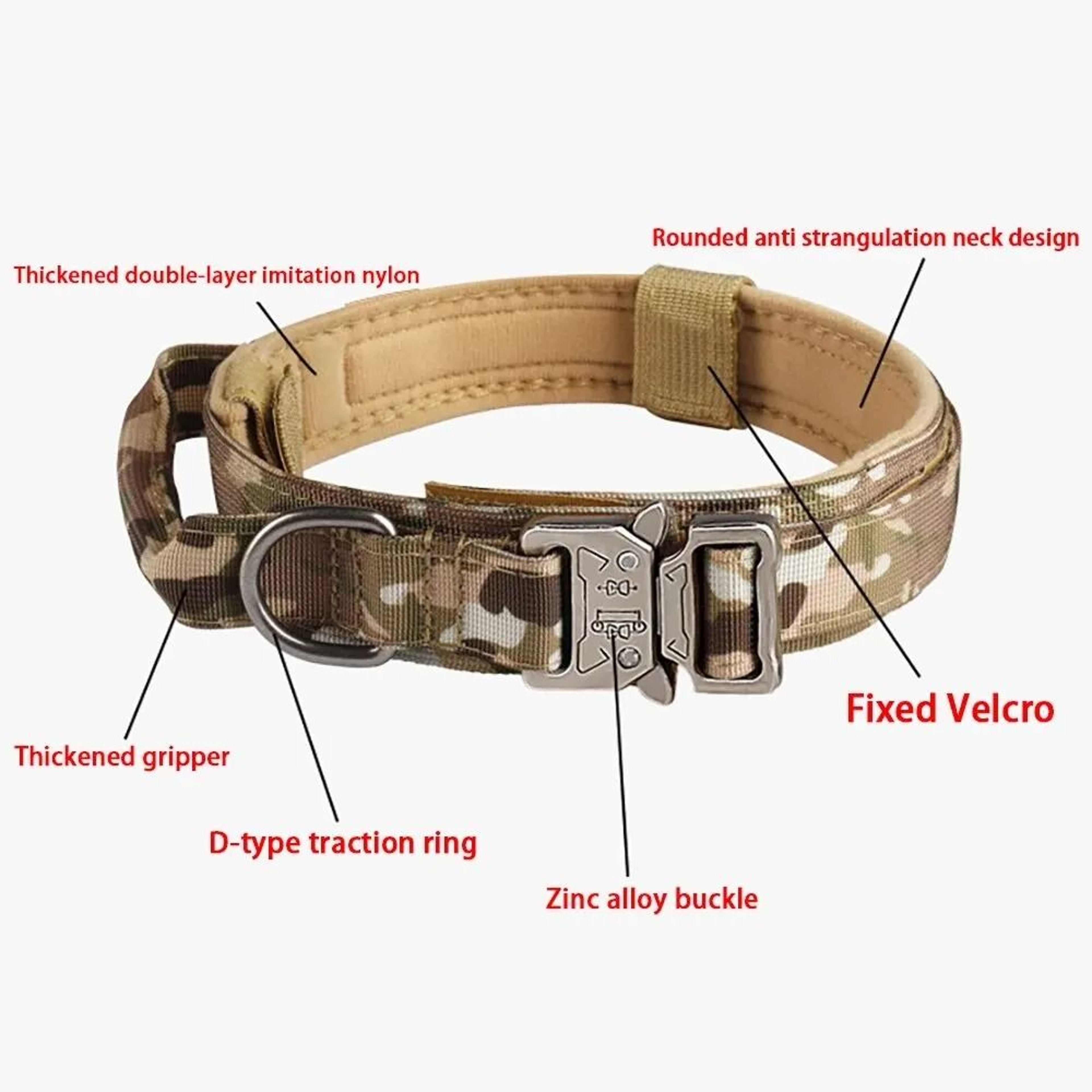 Tactical Dog Collar With Metal Buckle And Adjustable Nylon Strap 1