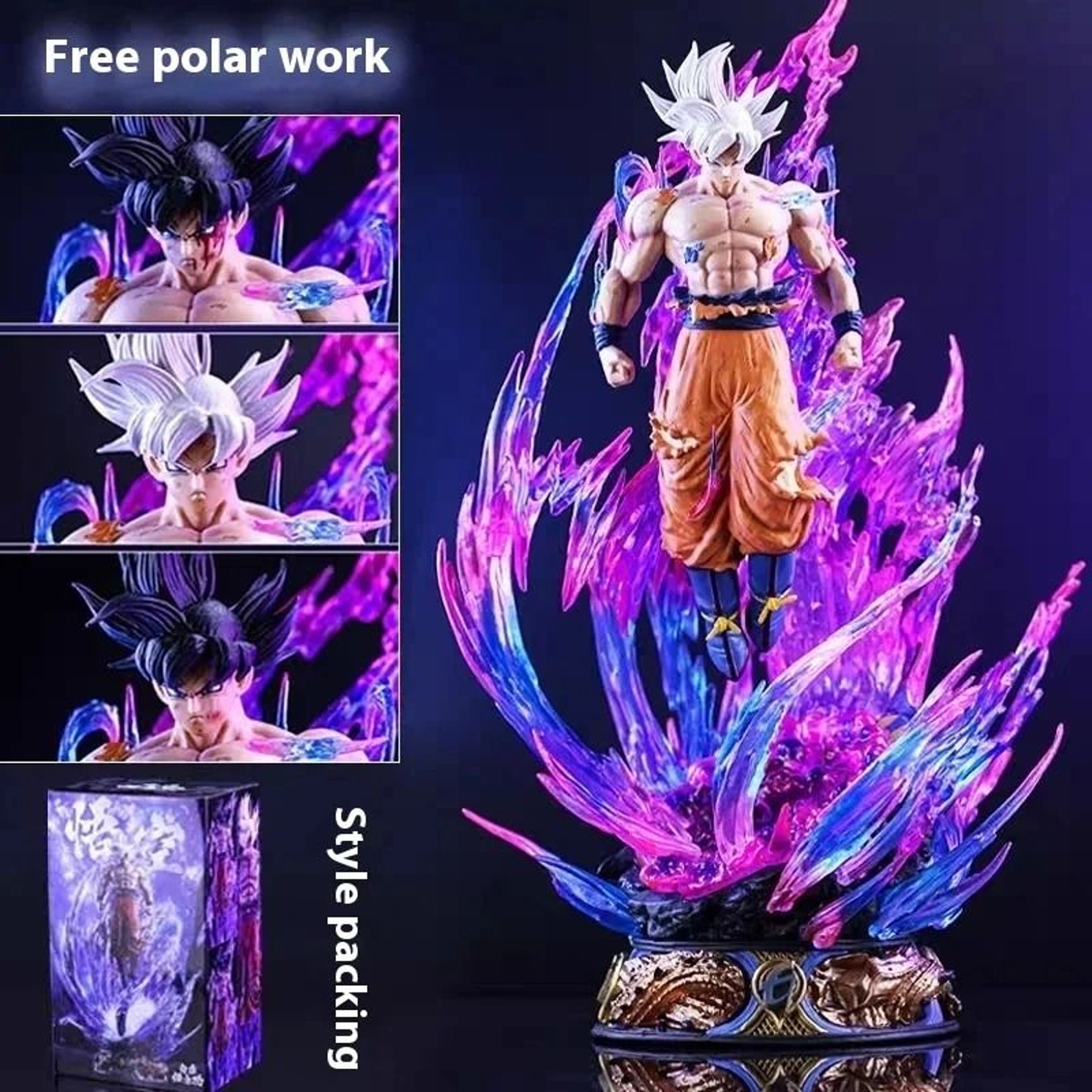 Dragon Ball Goku Action Figure Ultra Instinct LED Light PVC Statue Collectible Model 0
