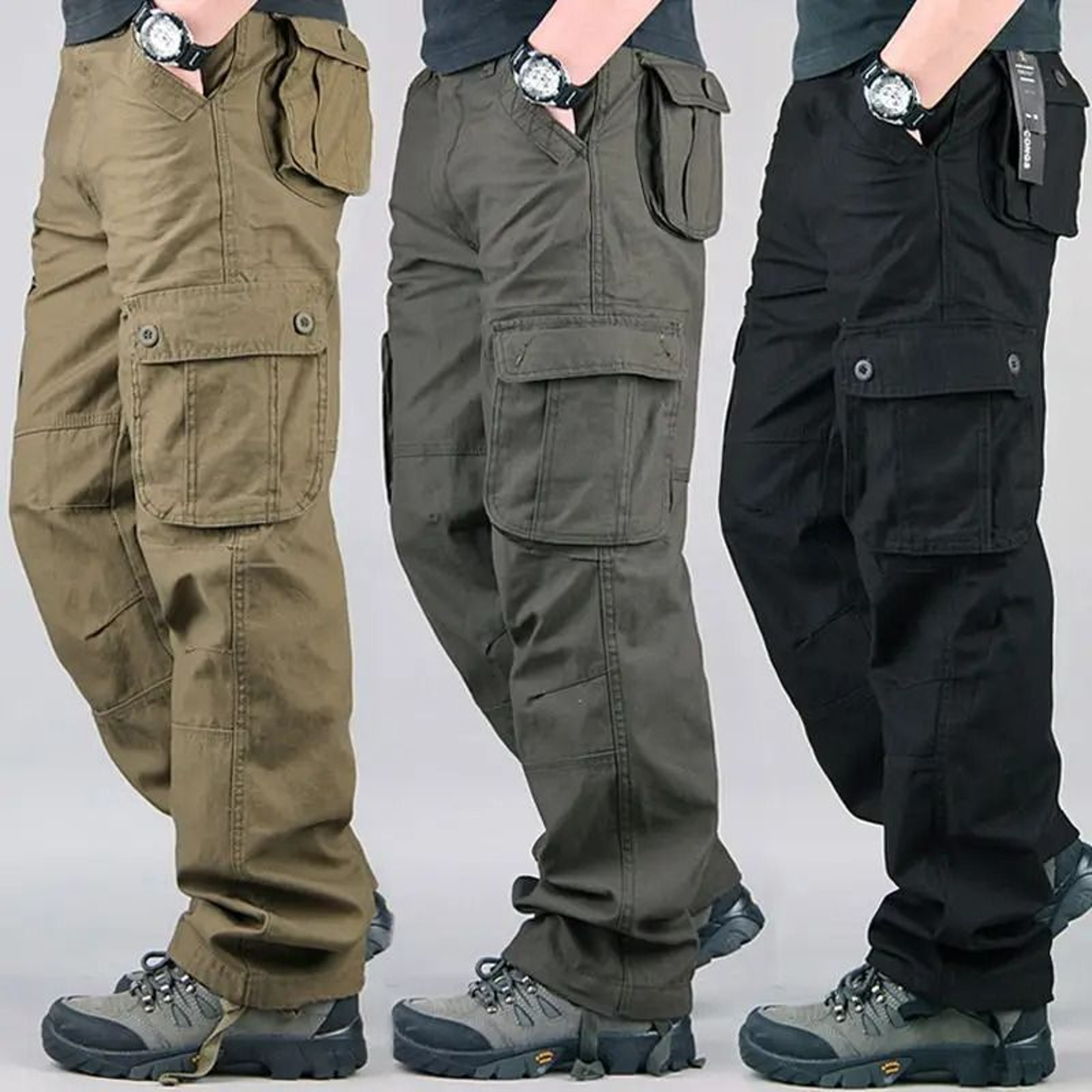 Men Tactical Cargo Pants Cotton Outdoor Work Trousers 0