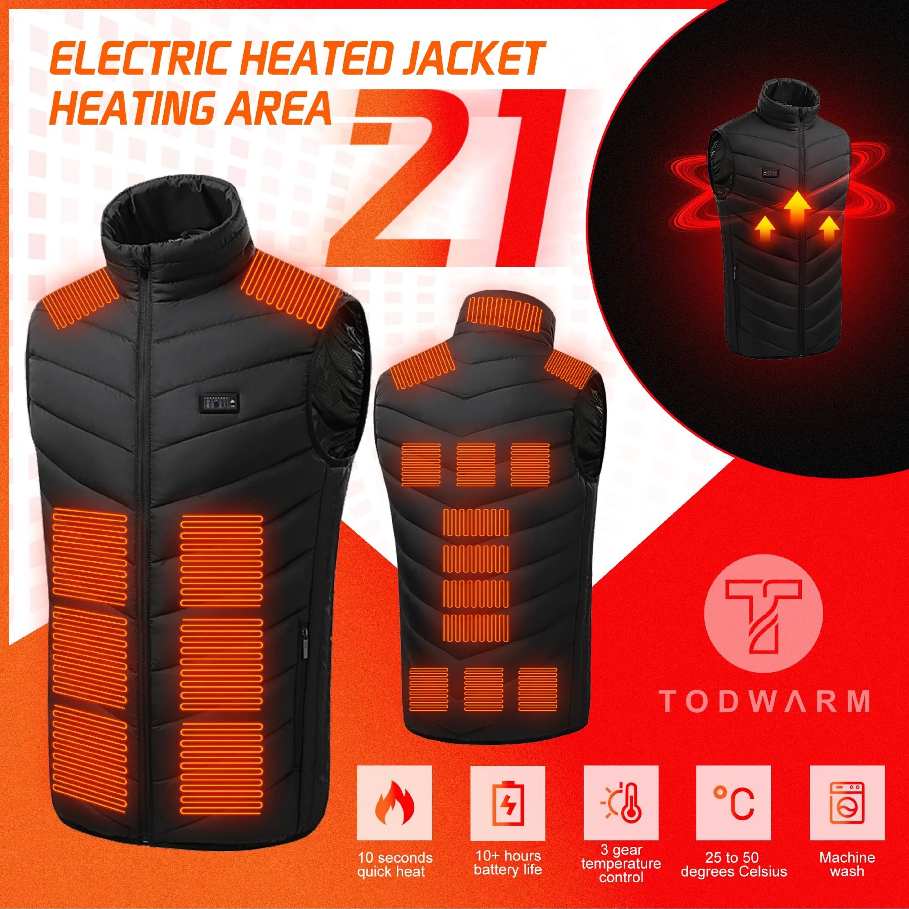 Heated Vest With 26 Heating Zones USB Powered Winter Thermal Jacket For Men And Women 2