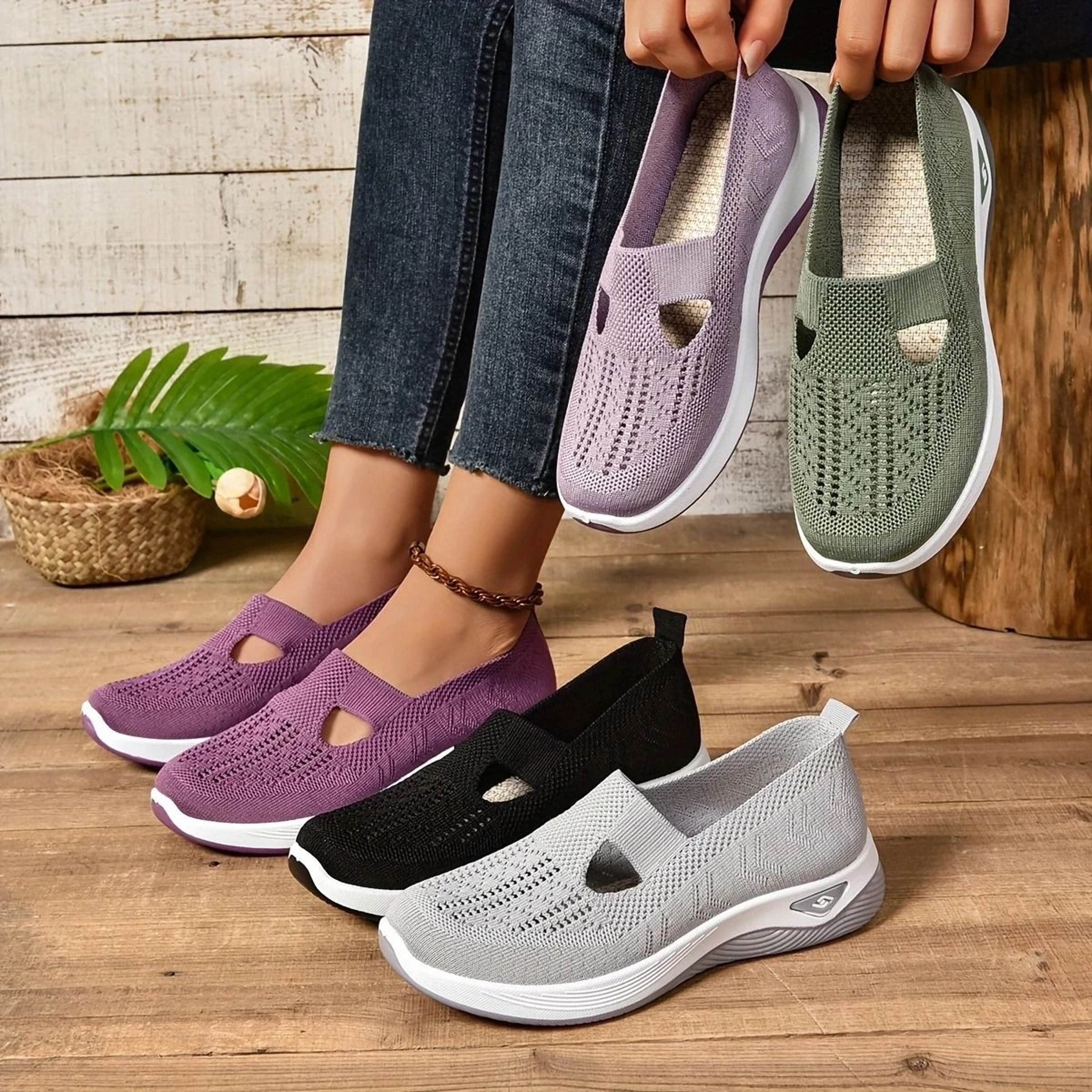 Womens Breathable Knit Lightweight Walking Shoes 0