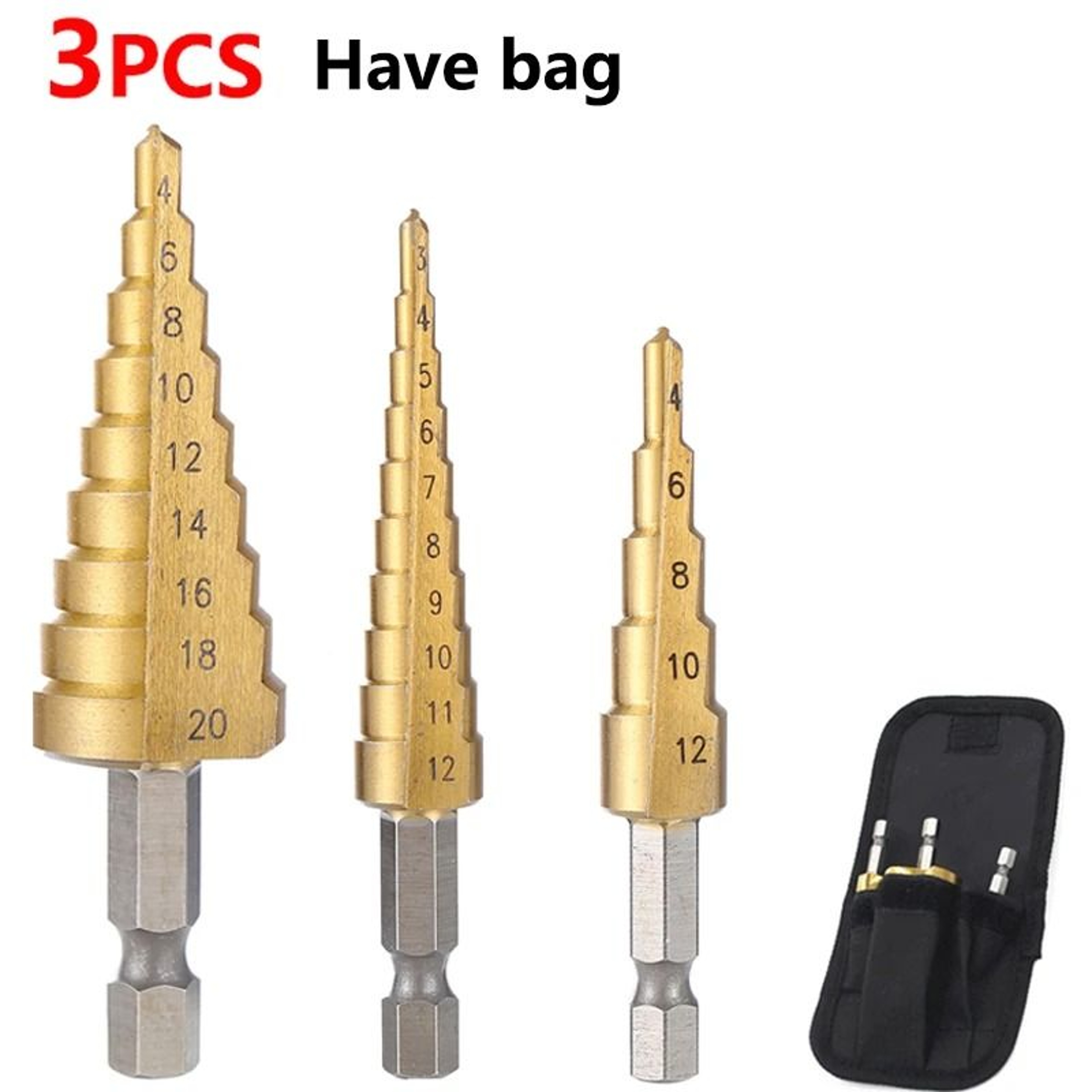 Titanium Coated HSS Step Drill Bit 4 To 32 Mm And 4 To 20 Mm Cone Drill Tool 7