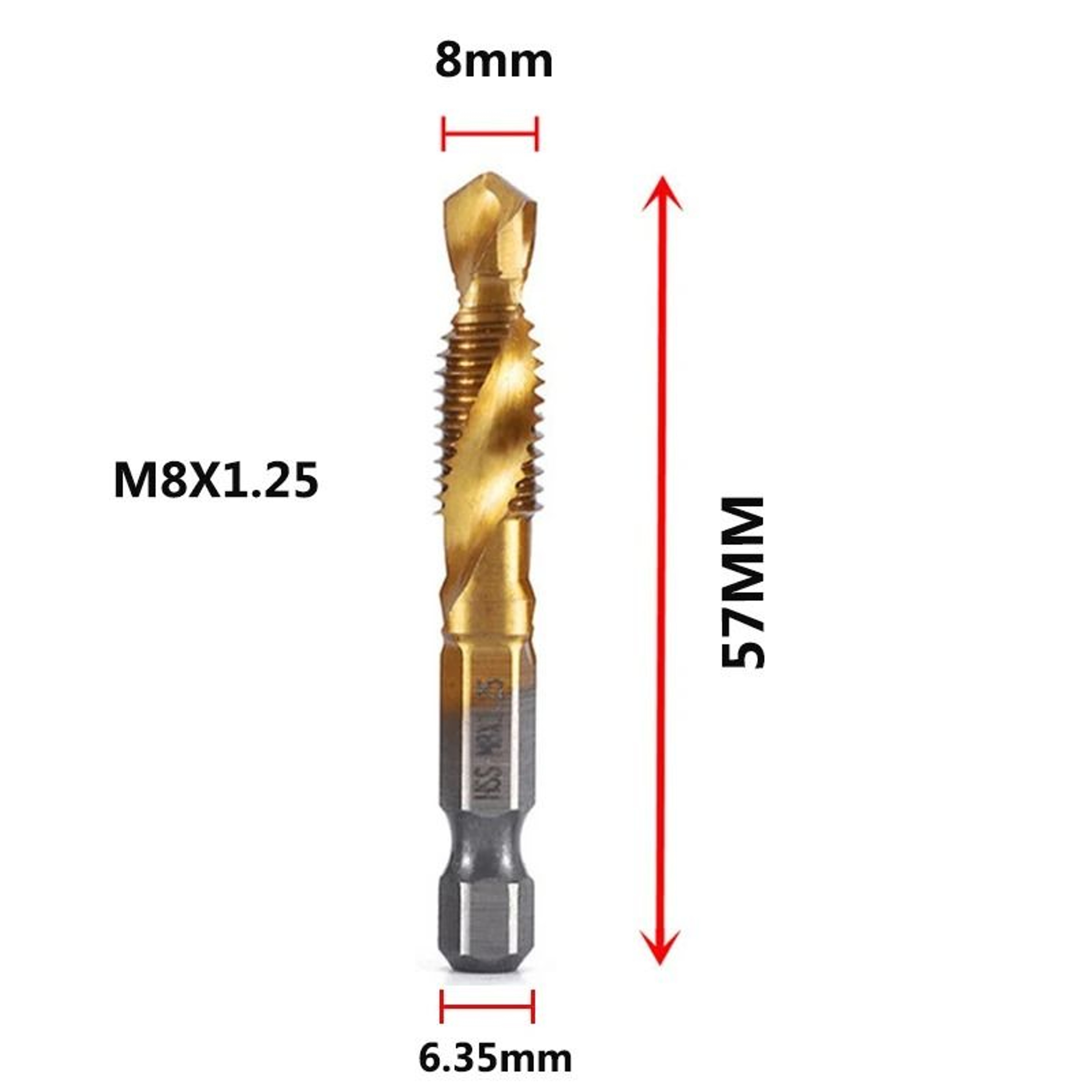 Hex Shank Titanium Plated Metric Tap Drill Bits M3 To M10 Set 7