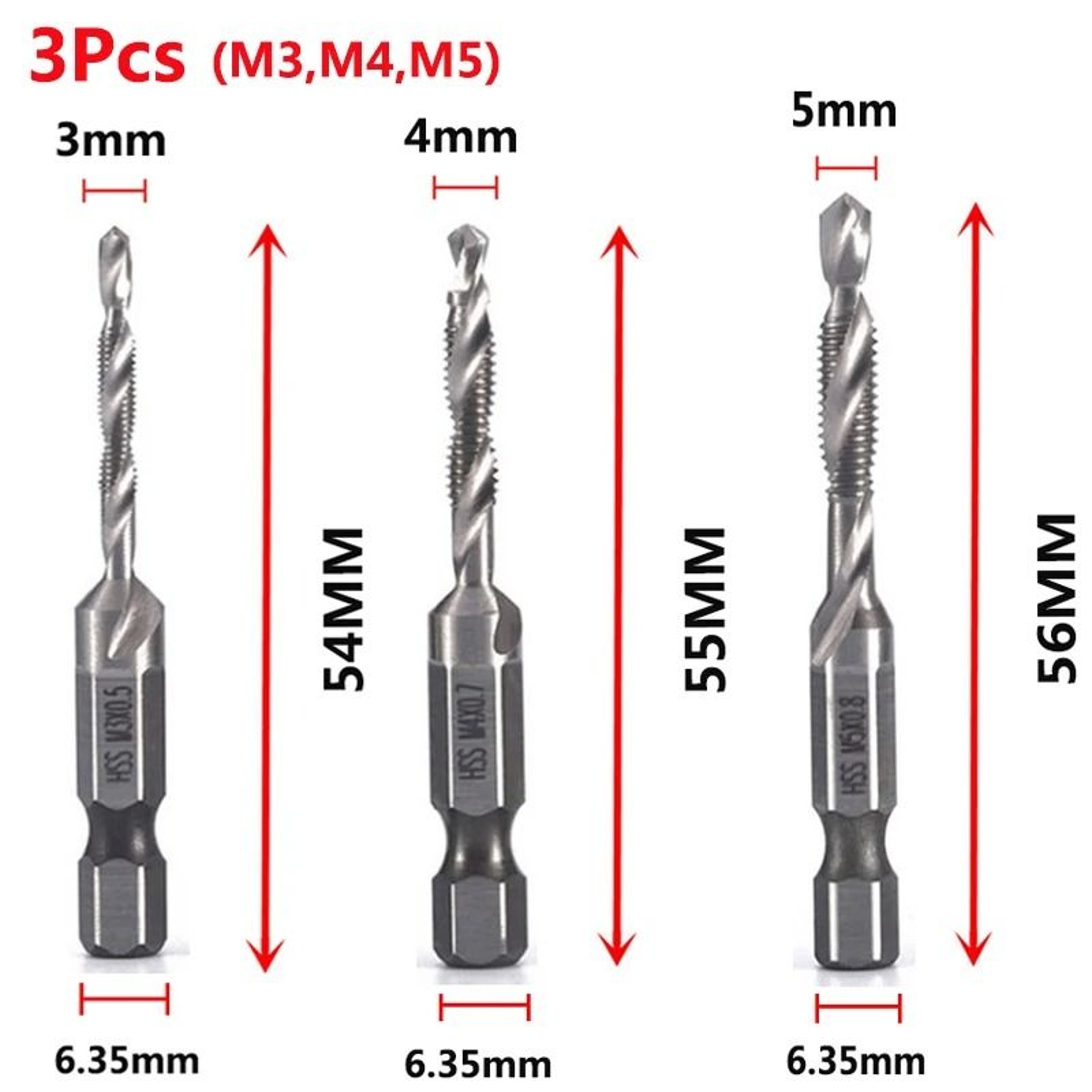 Hex Shank Titanium Plated Metric Tap Drill Bits M3 To M10 Set 22