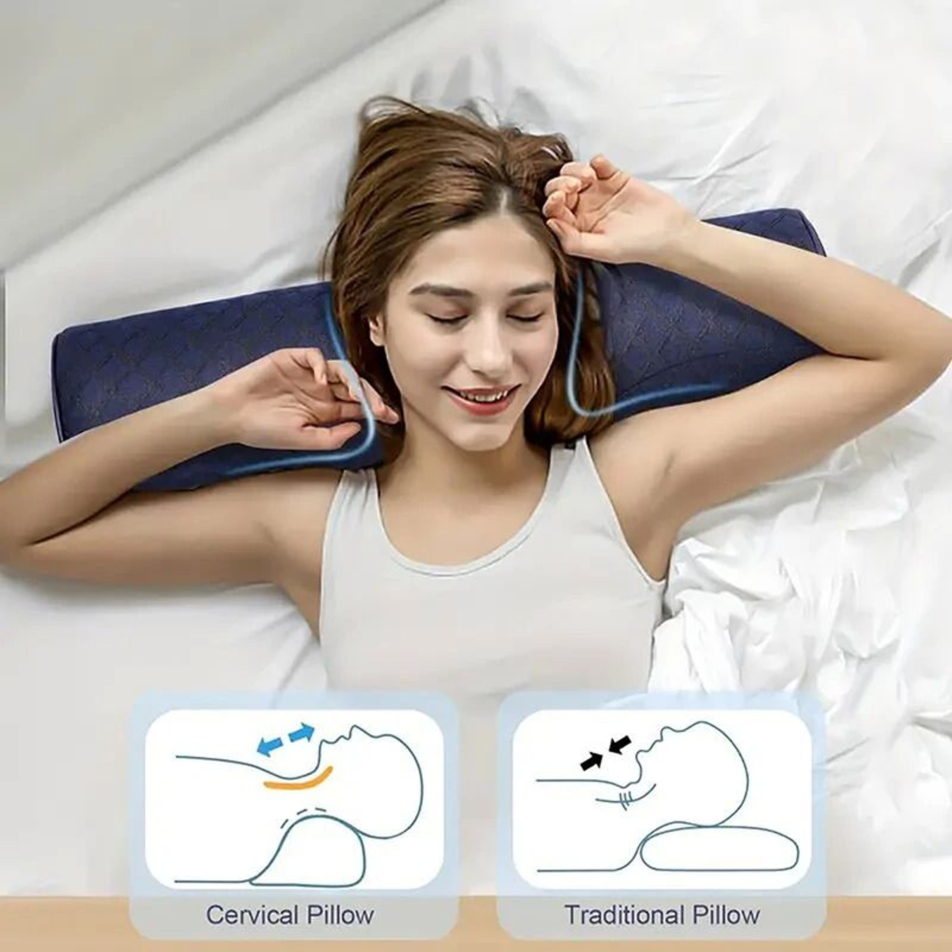 Cervical Memory Foam Neck Relief Pillow With Breathable Washable Cover 4