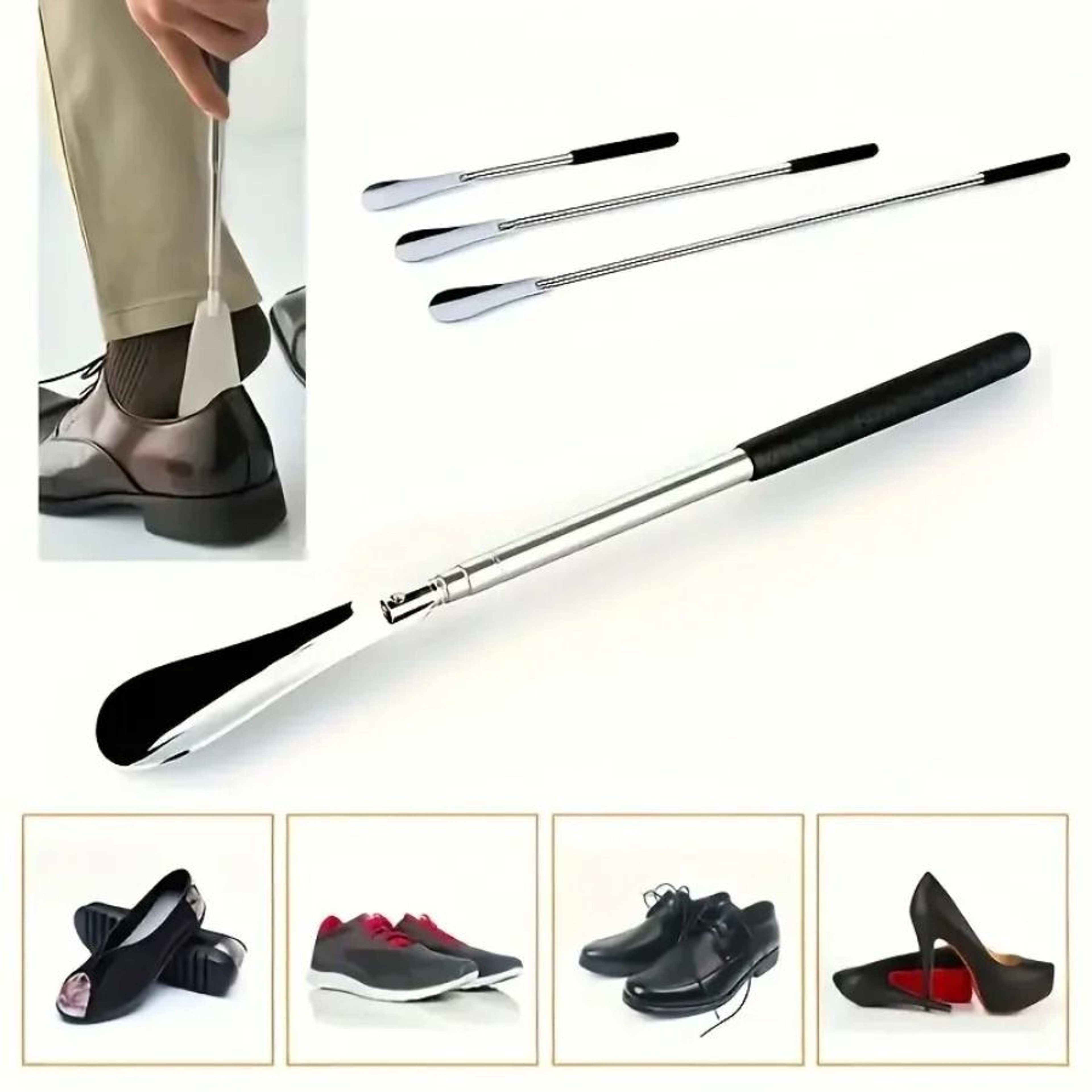 Retractable Stainless Steel Shoe Puller SlipOn Helper Tool 3