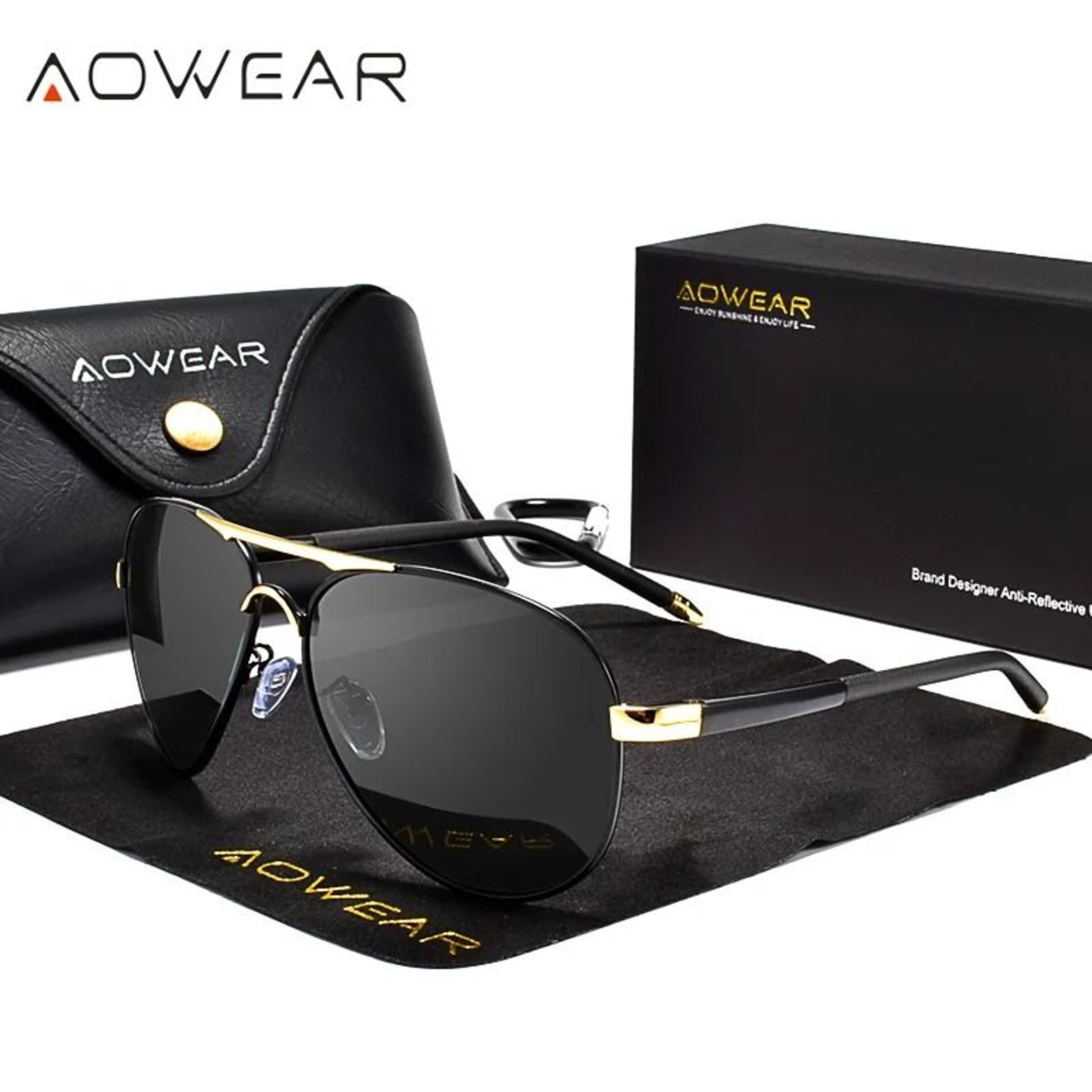 AOWEAR Mens Aviation Polarized HD Mirror Sunglasses 6