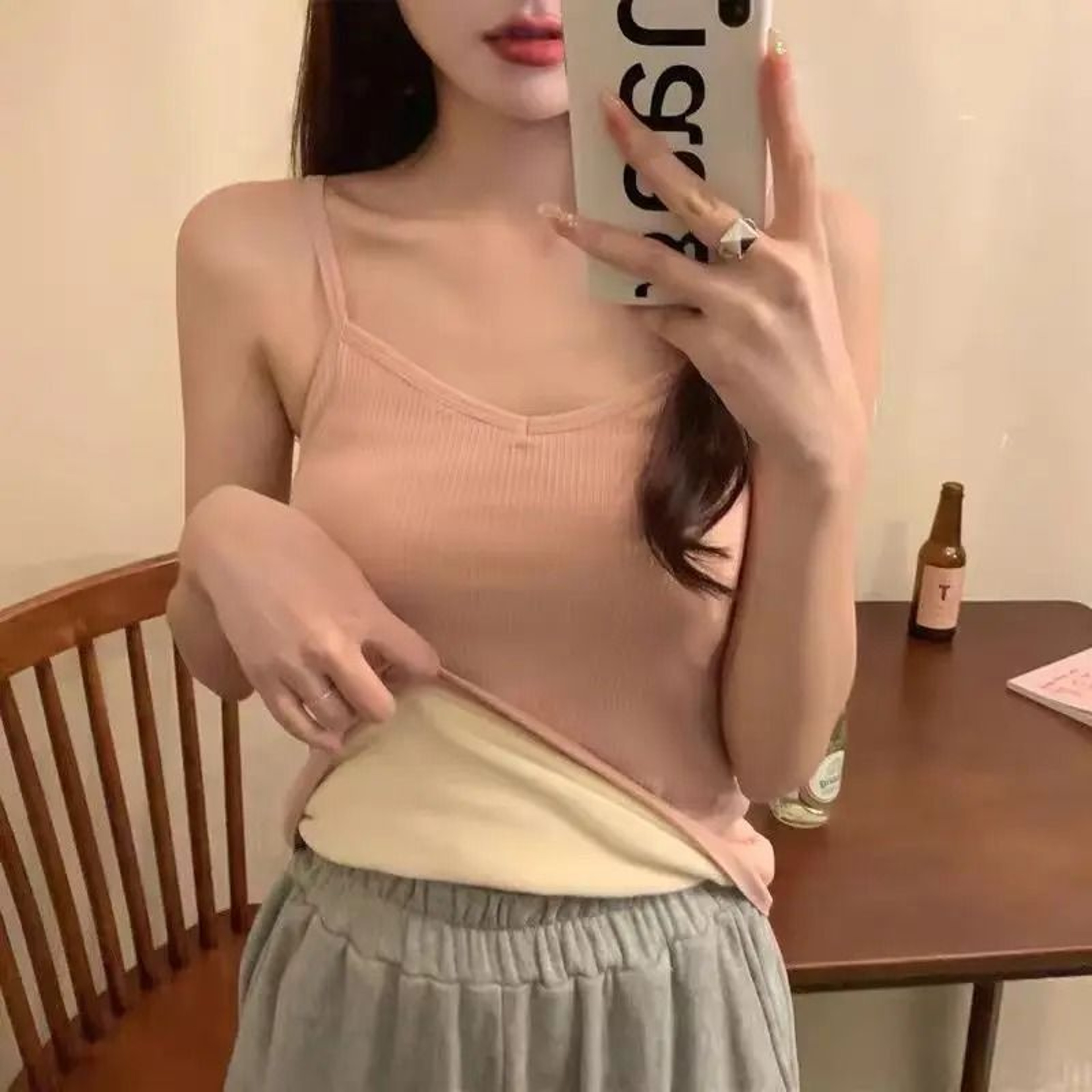 Women Winter Warm Thin Velvet Corset Top Sleeveless Slim Fleece Tank 9