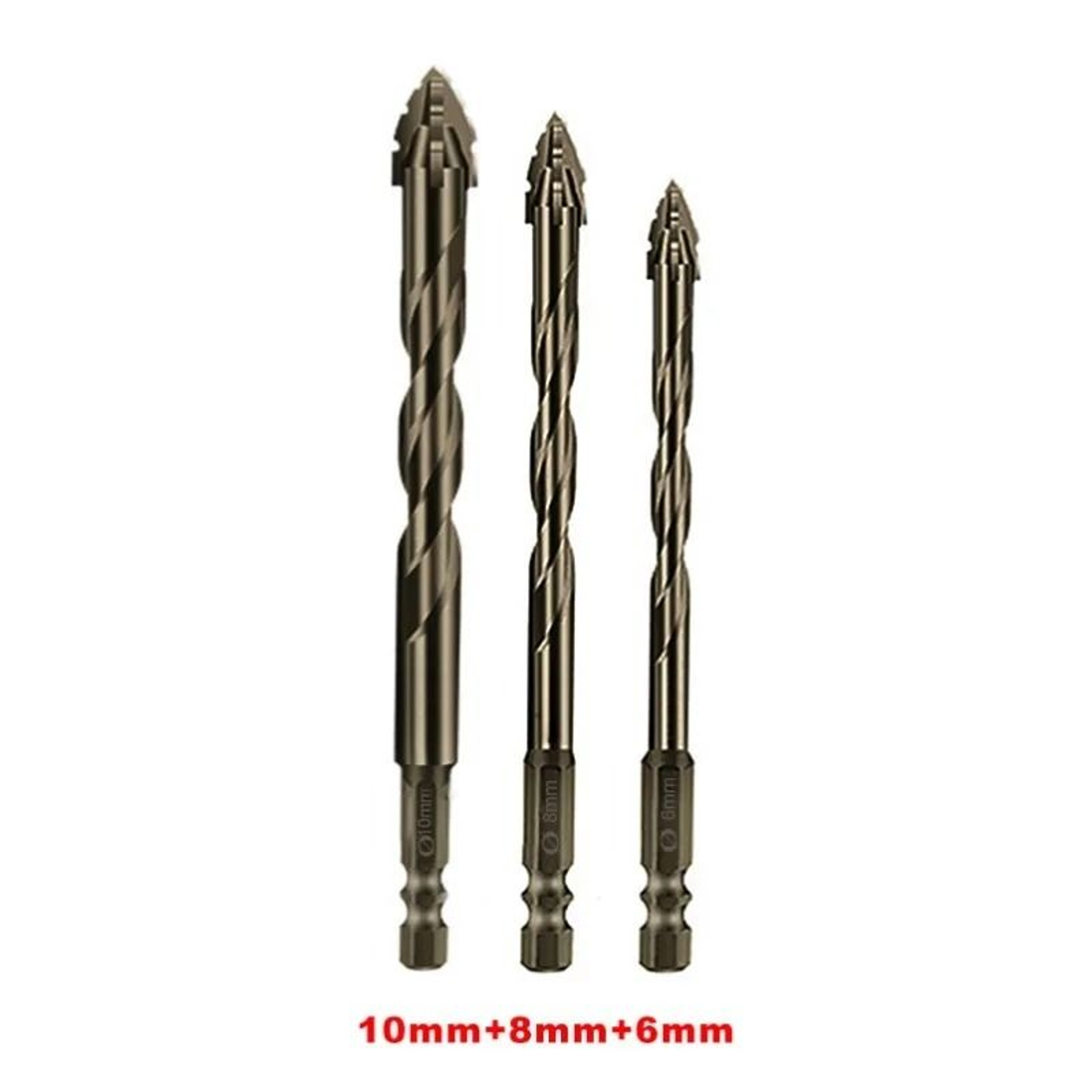 Four Edge Serrated Eccentric Drill Bit Set For Tile Glass And Concrete 10