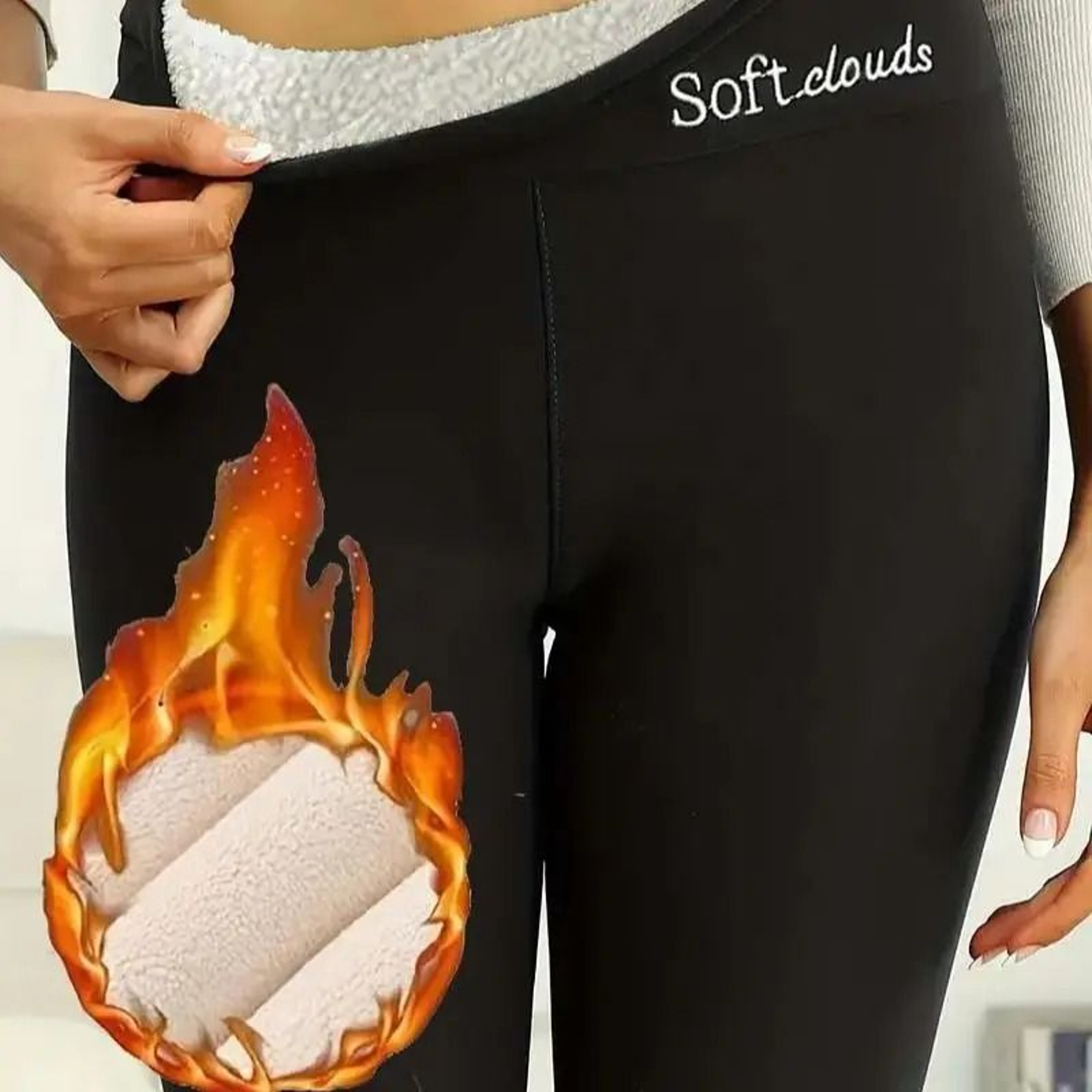 Women Plush Lined Sherpa Leggings High Waist Warm Skinny Pants For Winter Sports And Fitness 7