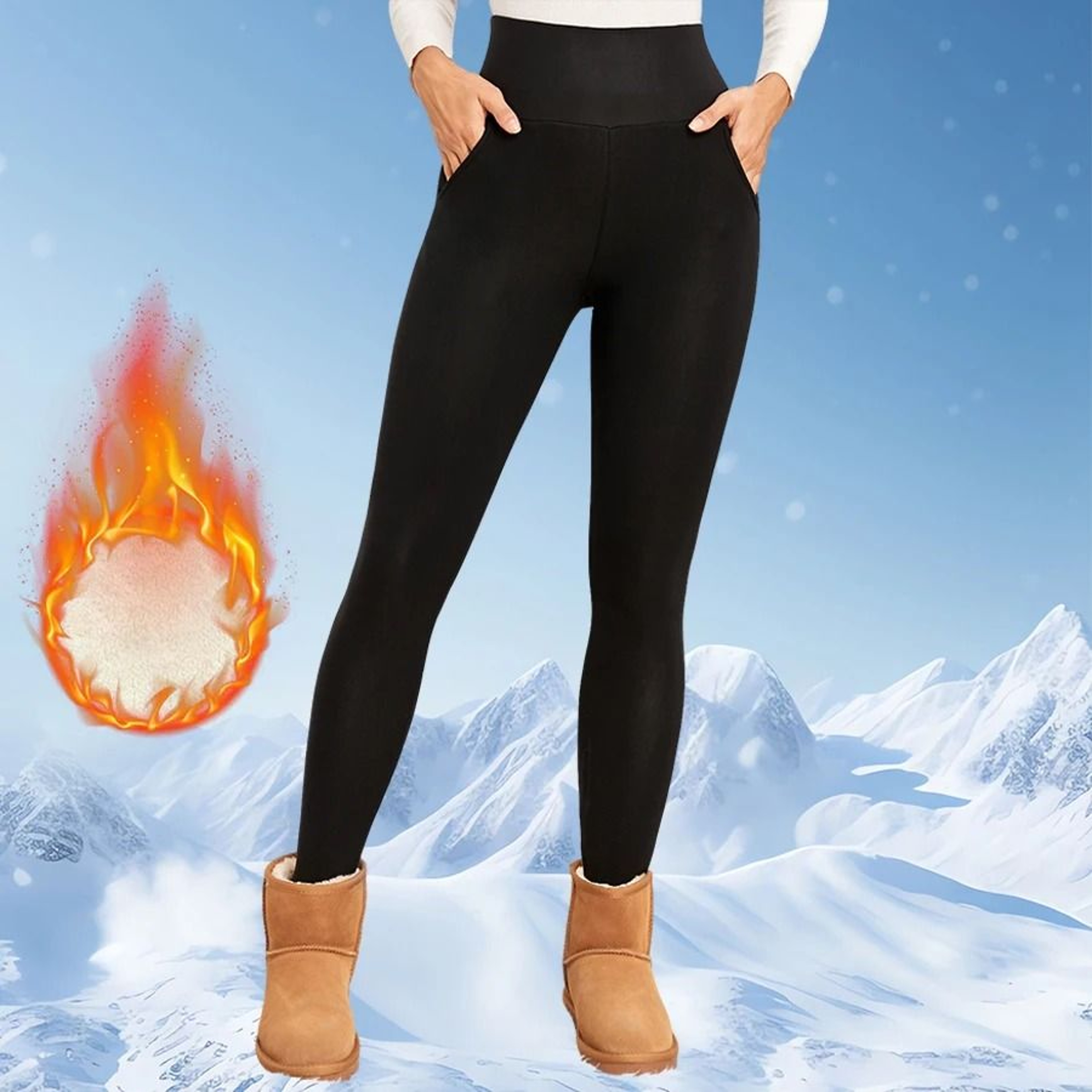 Fleece Lined High Waist Flared Leggings For Women Winter Warm Thermal Pants 9