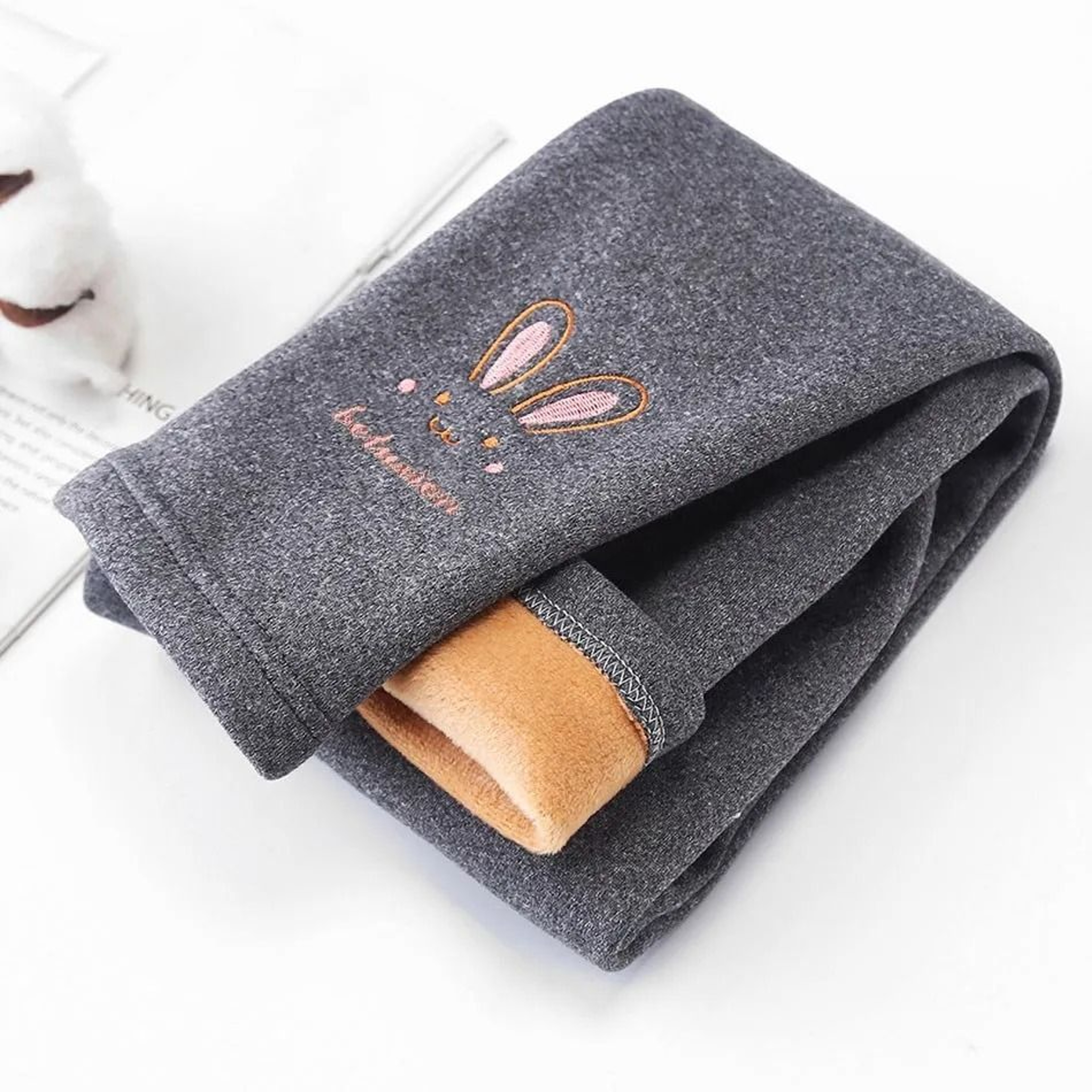 Girls Fleece Lined Bunny Leggings For Ages 3 To 8 Warm Thermal Pants For Winter 9