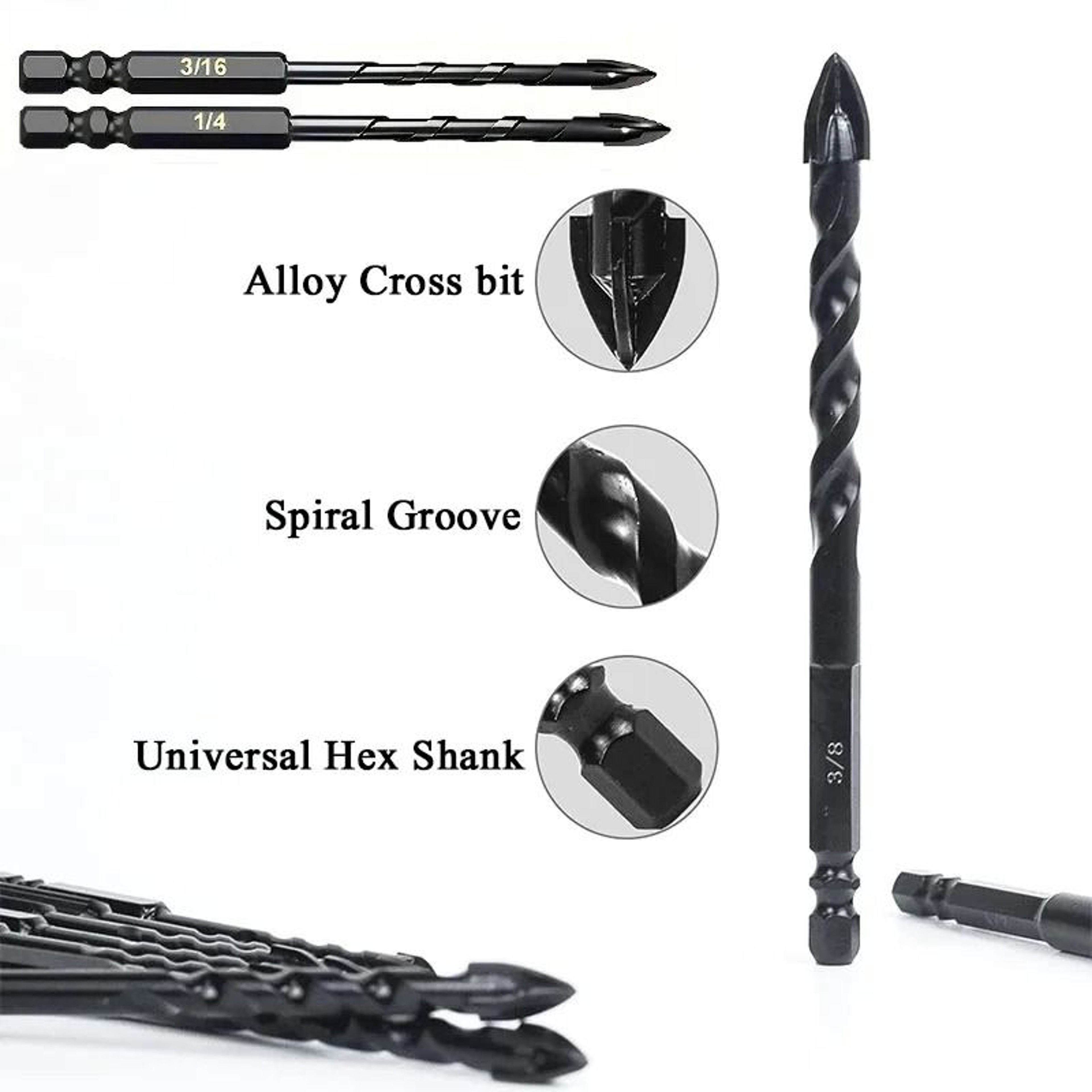 Concrete Drill Bit Kit 10 Piece Set For Glass Plastic Wood And Brick 2