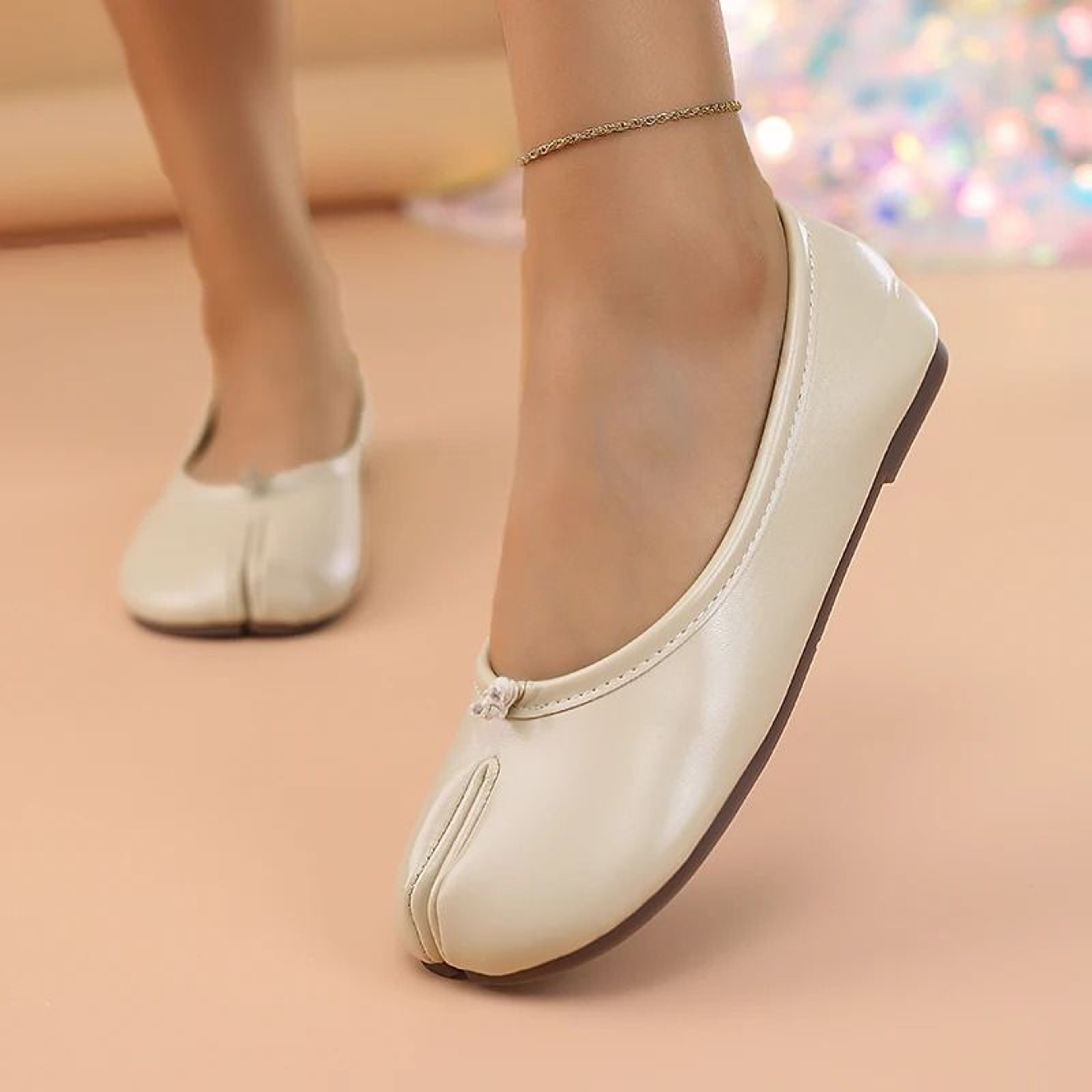 Women Leather Toe Separator Loafers Flat Comfortable Slip On Casual Shoes 9