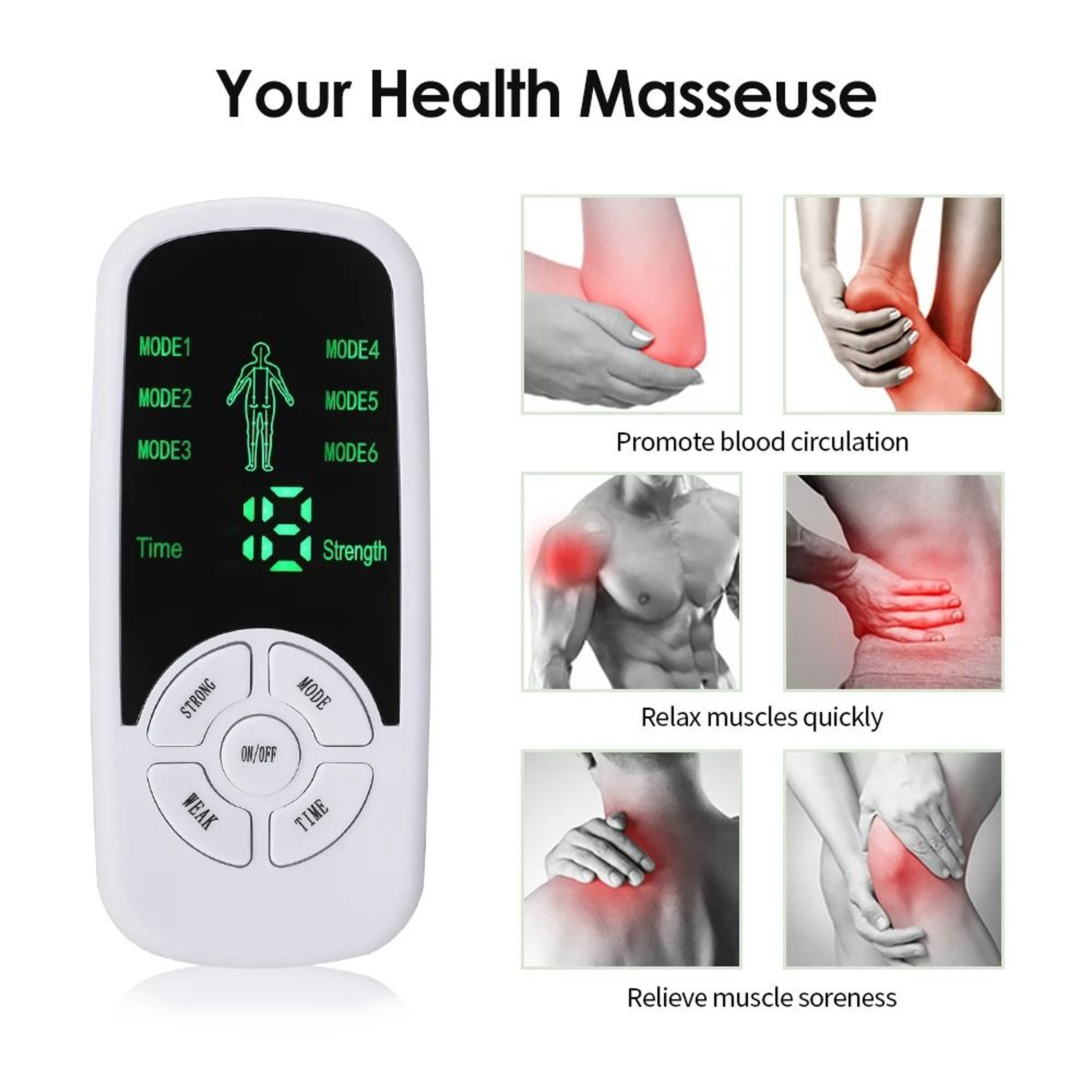 EMS Pulse Electric Muscle Stimulator 6 Mode TENS Body Massager 3