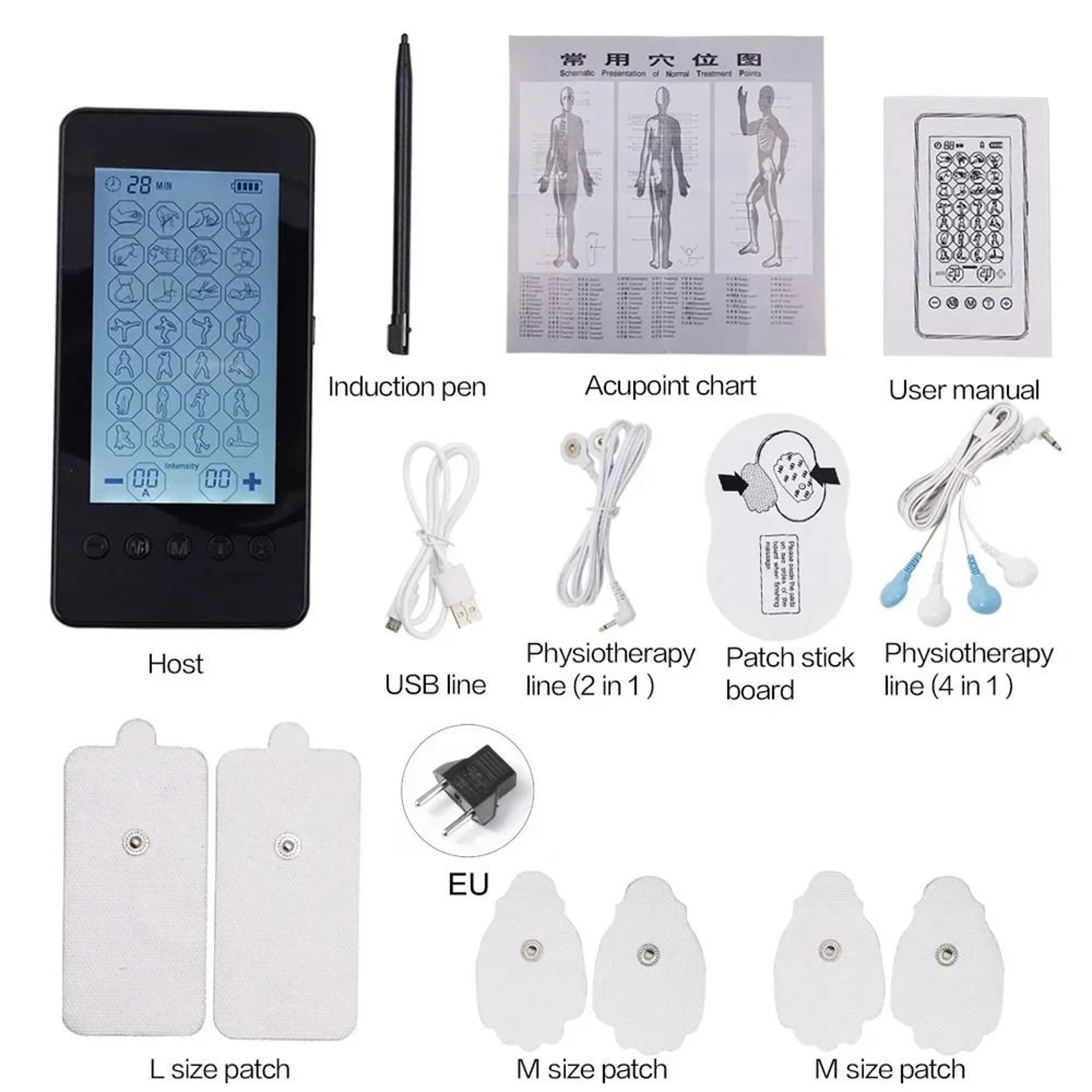 28 Mode TENS Electric Pulse Body Massager With LCD Touch Dual Output 7