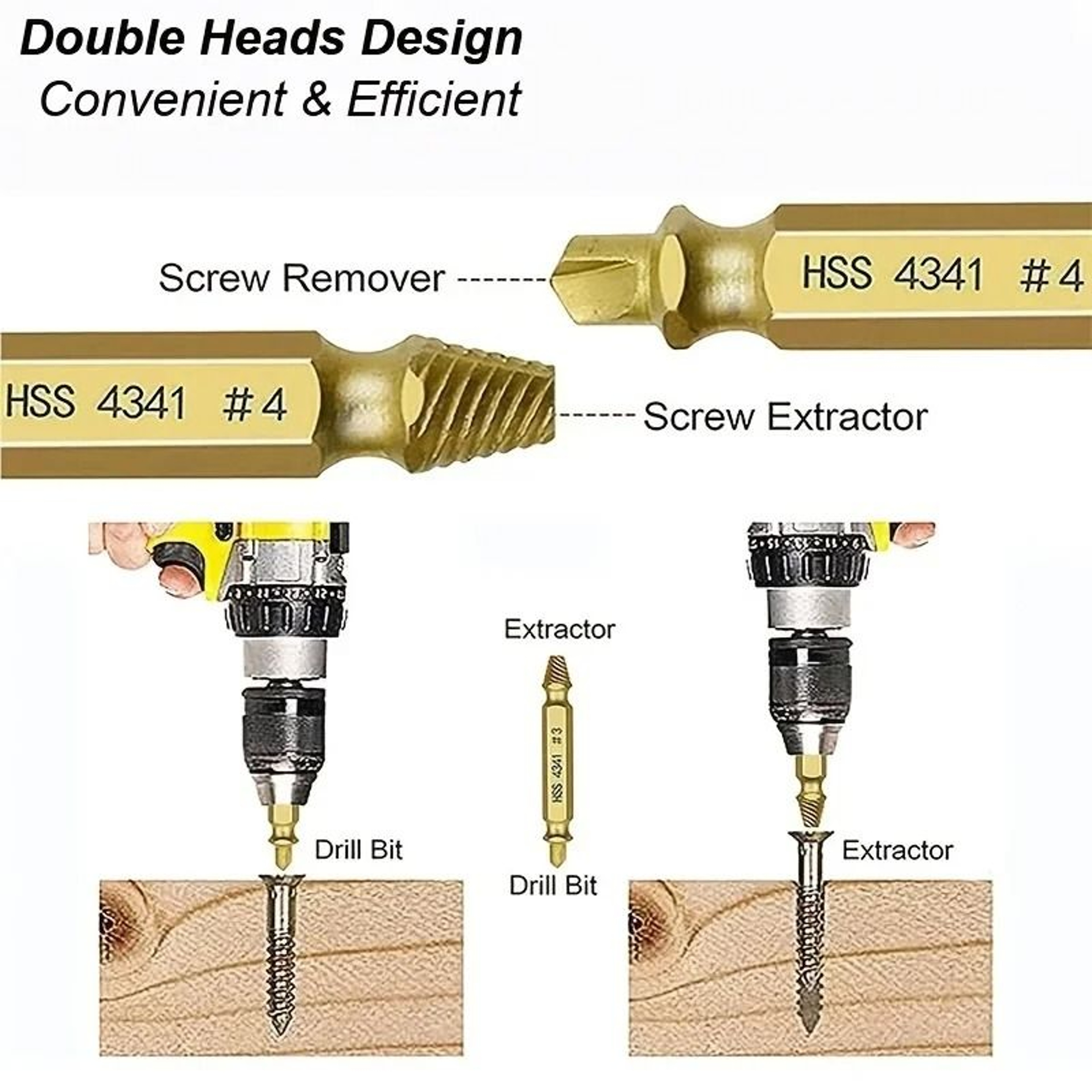 Damaged Screw Extractor Set HSS Drill Bit Kit For Stripped Screws 2