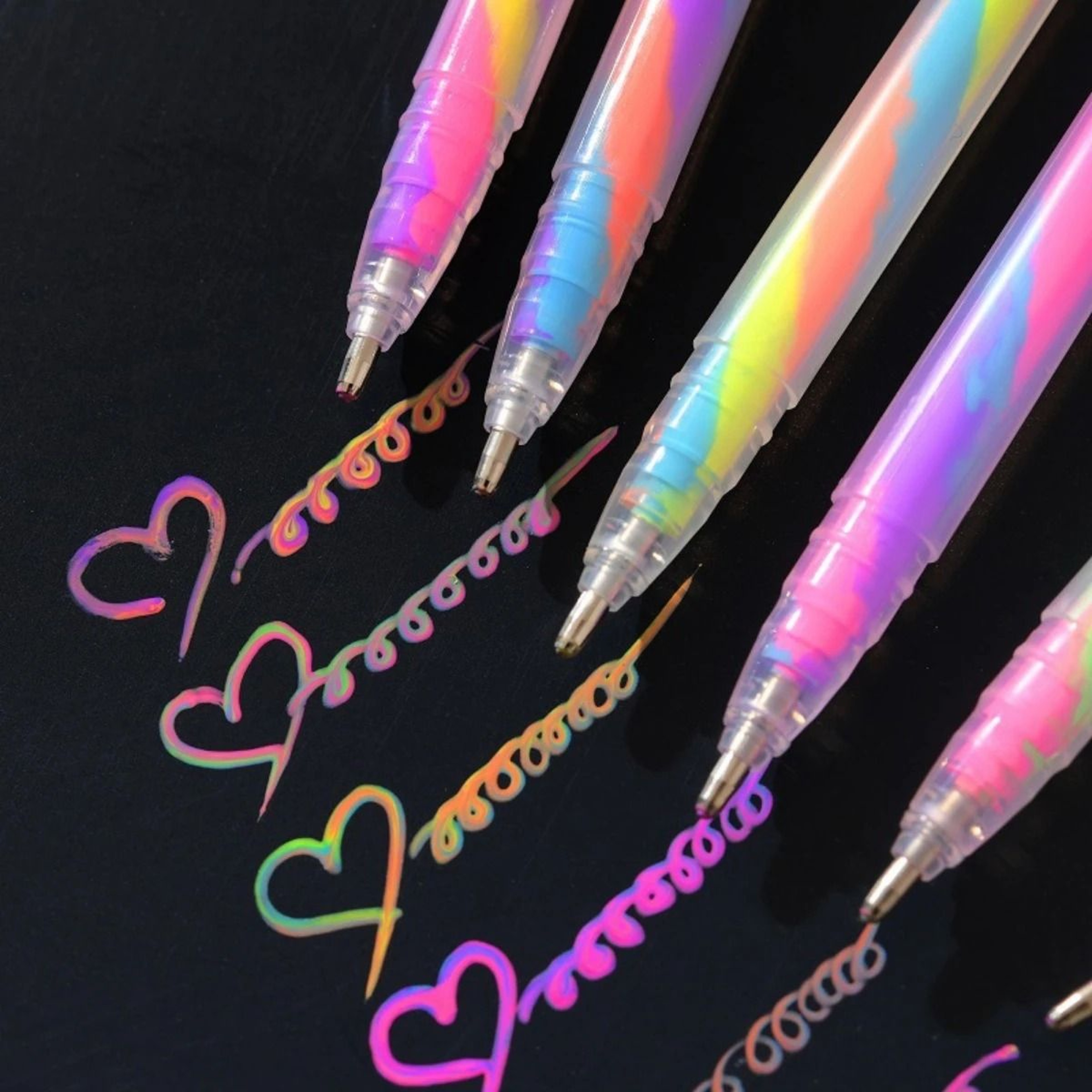 Glitter Gel Highlighter Pens Set 6 Vibrant Colors 12 Mm 0