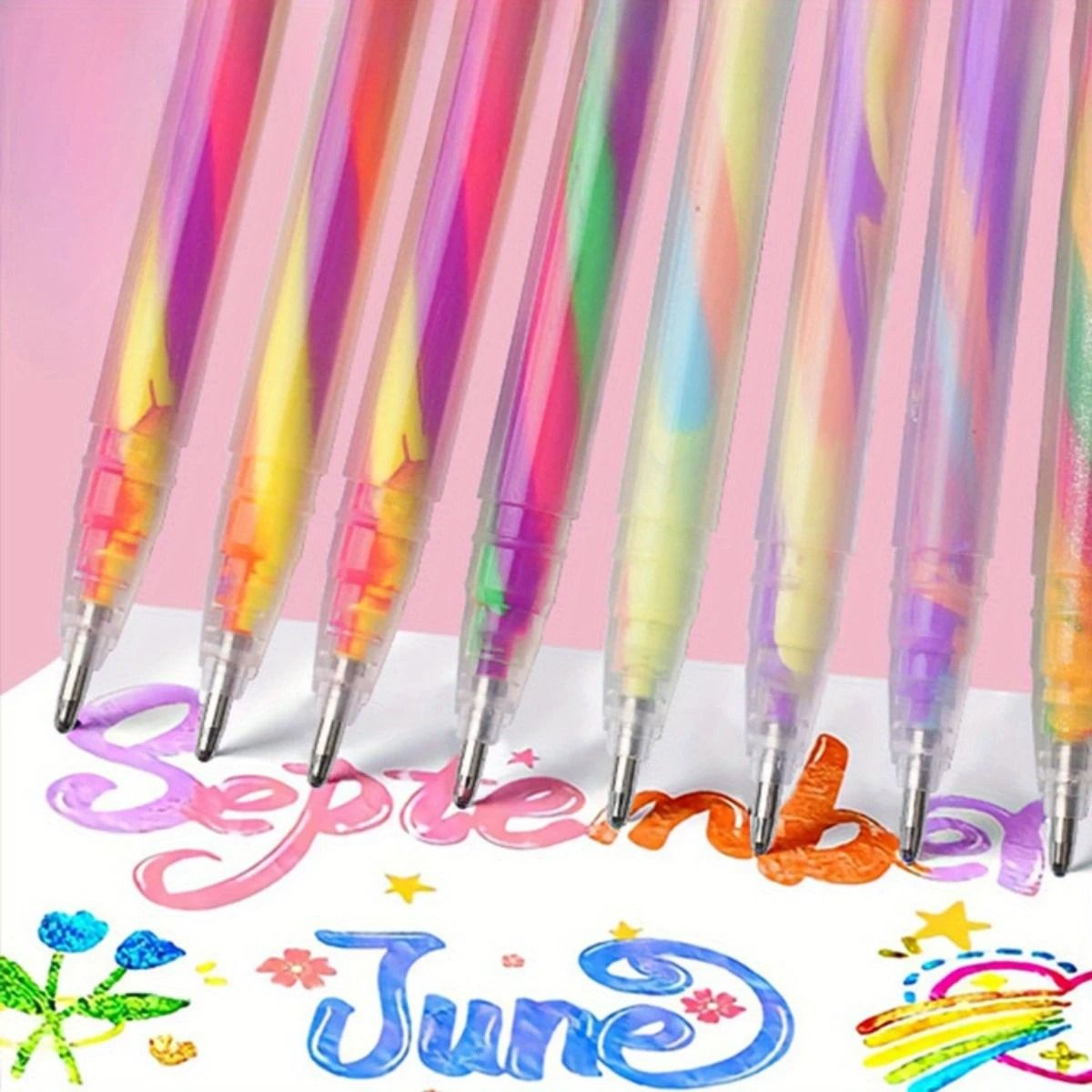 Glitter Gel Highlighter Pens Set 6 Vibrant Colors 12 Mm 1