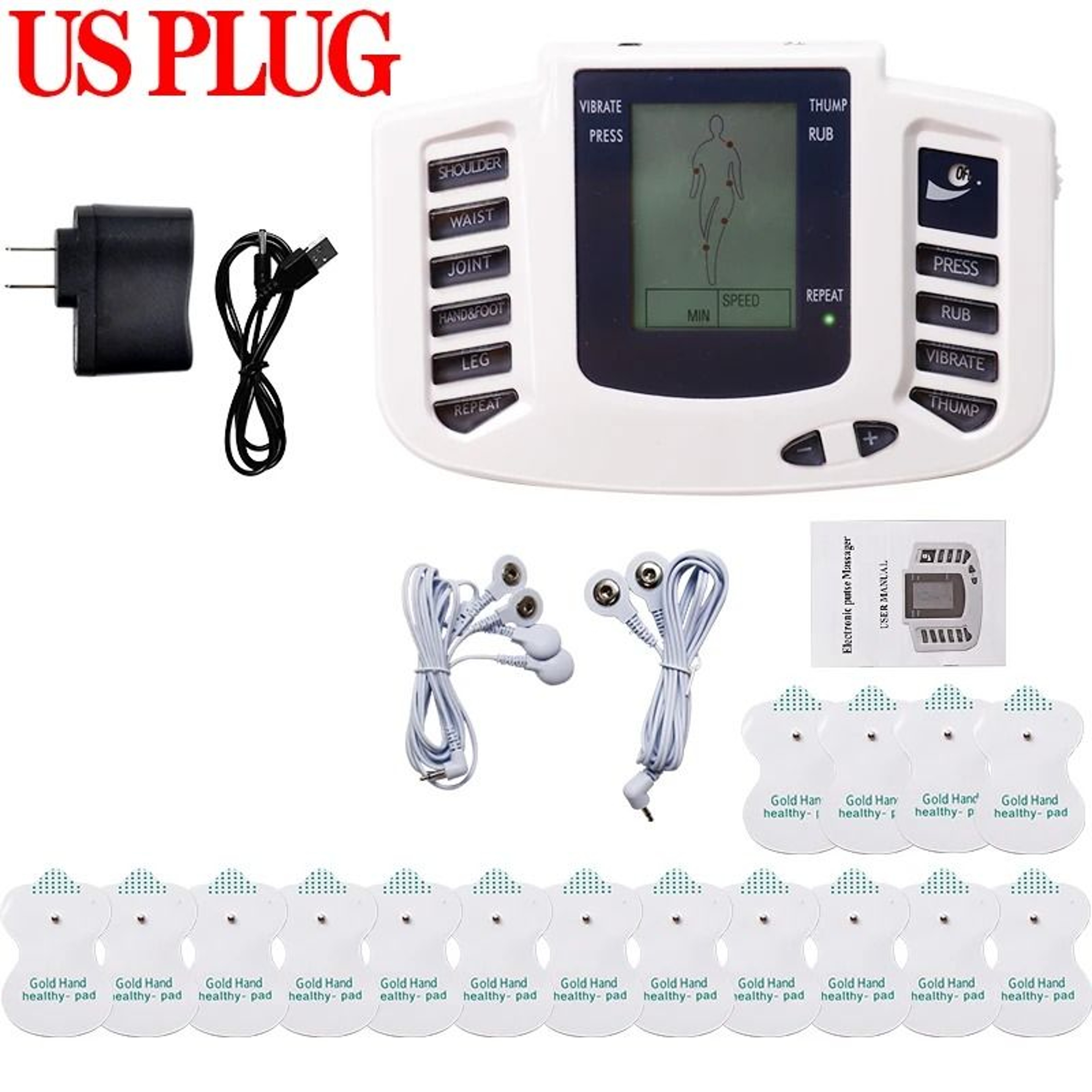 Electrical EMS TENS Muscle Stimulator With 10 Levels And 16 Electrode Pads 7