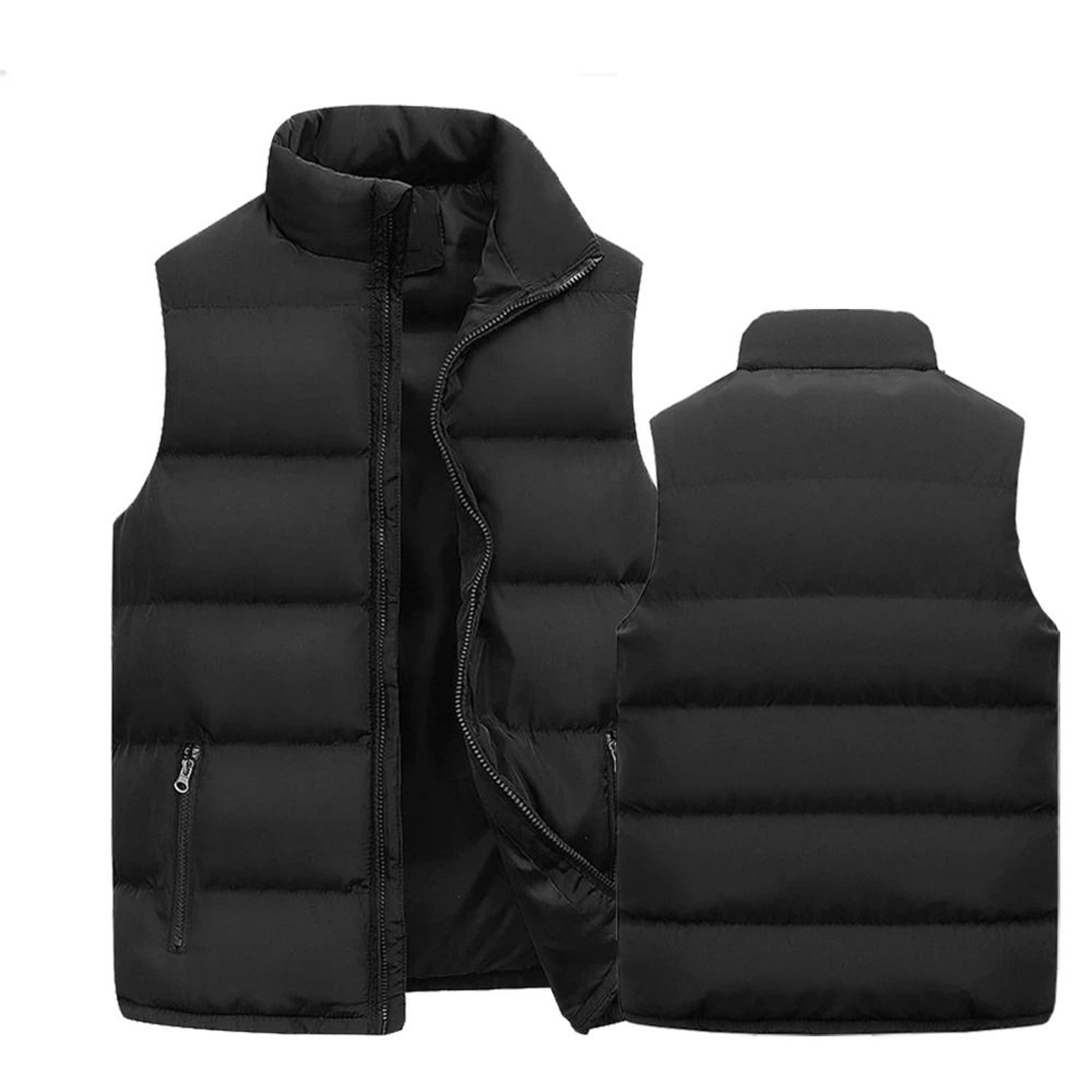 Mens Warm Vest Jacket Waterproof Sleeveless Zipper Coat With Stand Collar 0