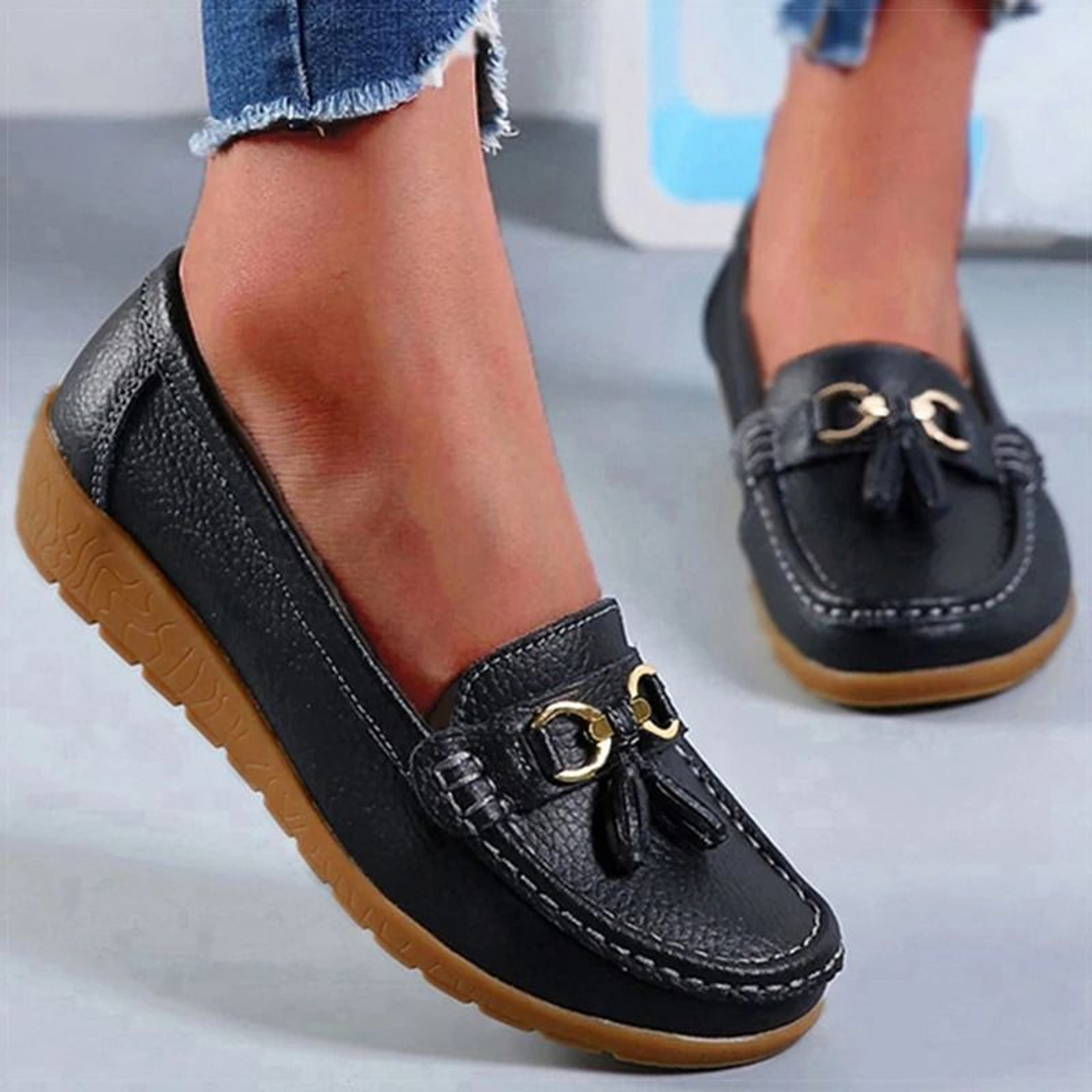 Women Shoes Nurse Loafers Comfortable Flat Shoes Casual Leather Footwear 3