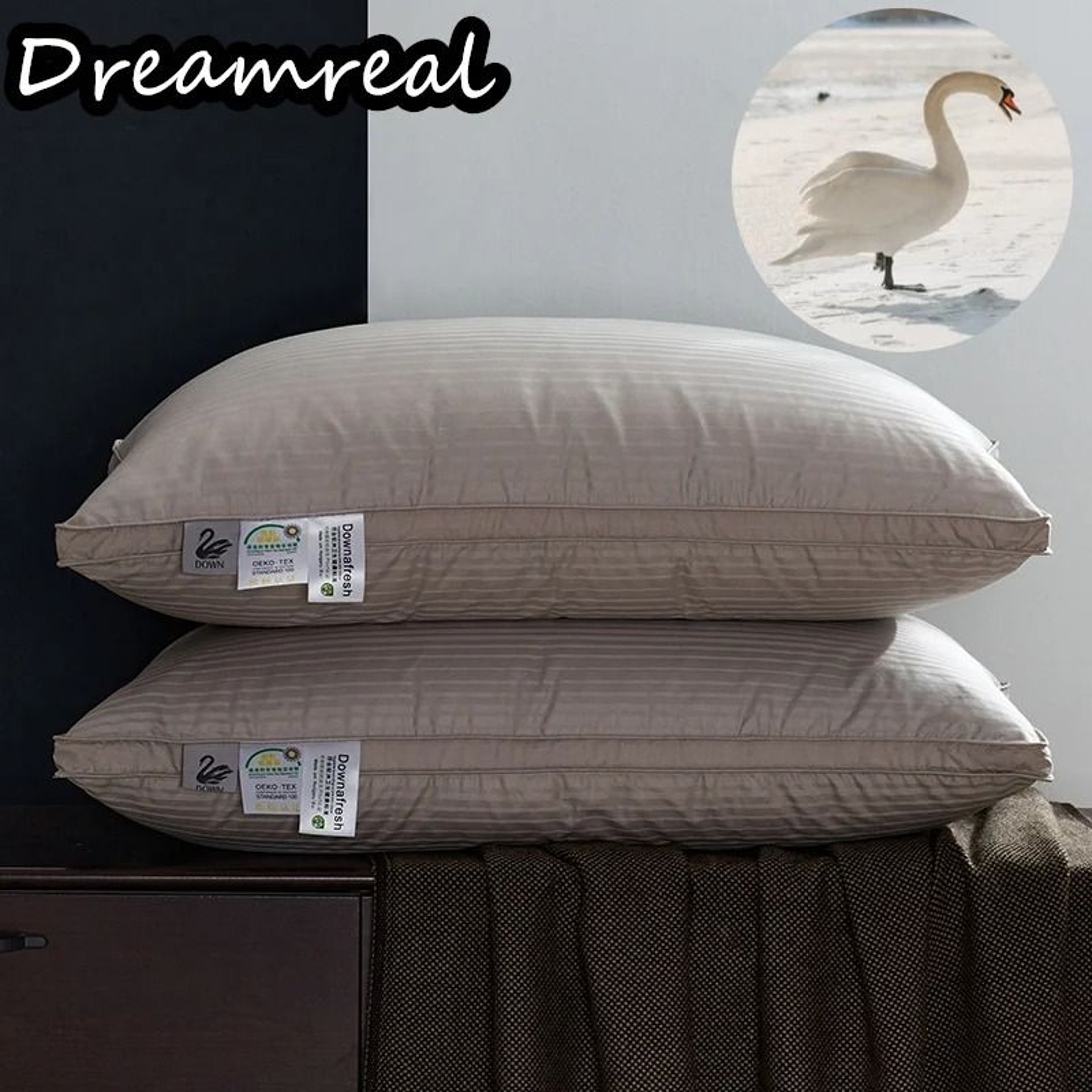 100 Percent Goose Down Pillow With Cotton Cover Soft Neck Support 0