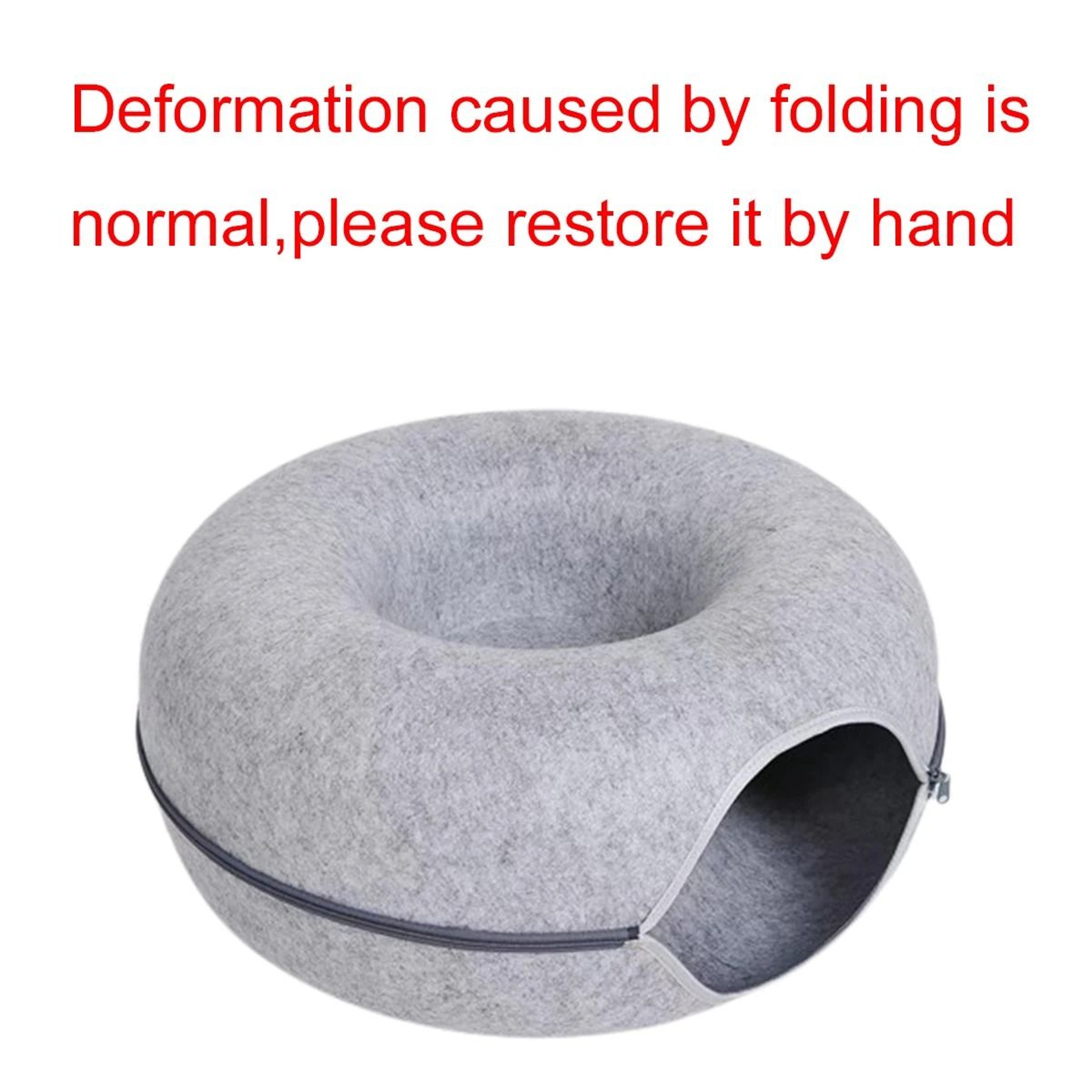 Felt Donut Pet Bed With Tunnel 2 In 1 Hideout Cat House 4