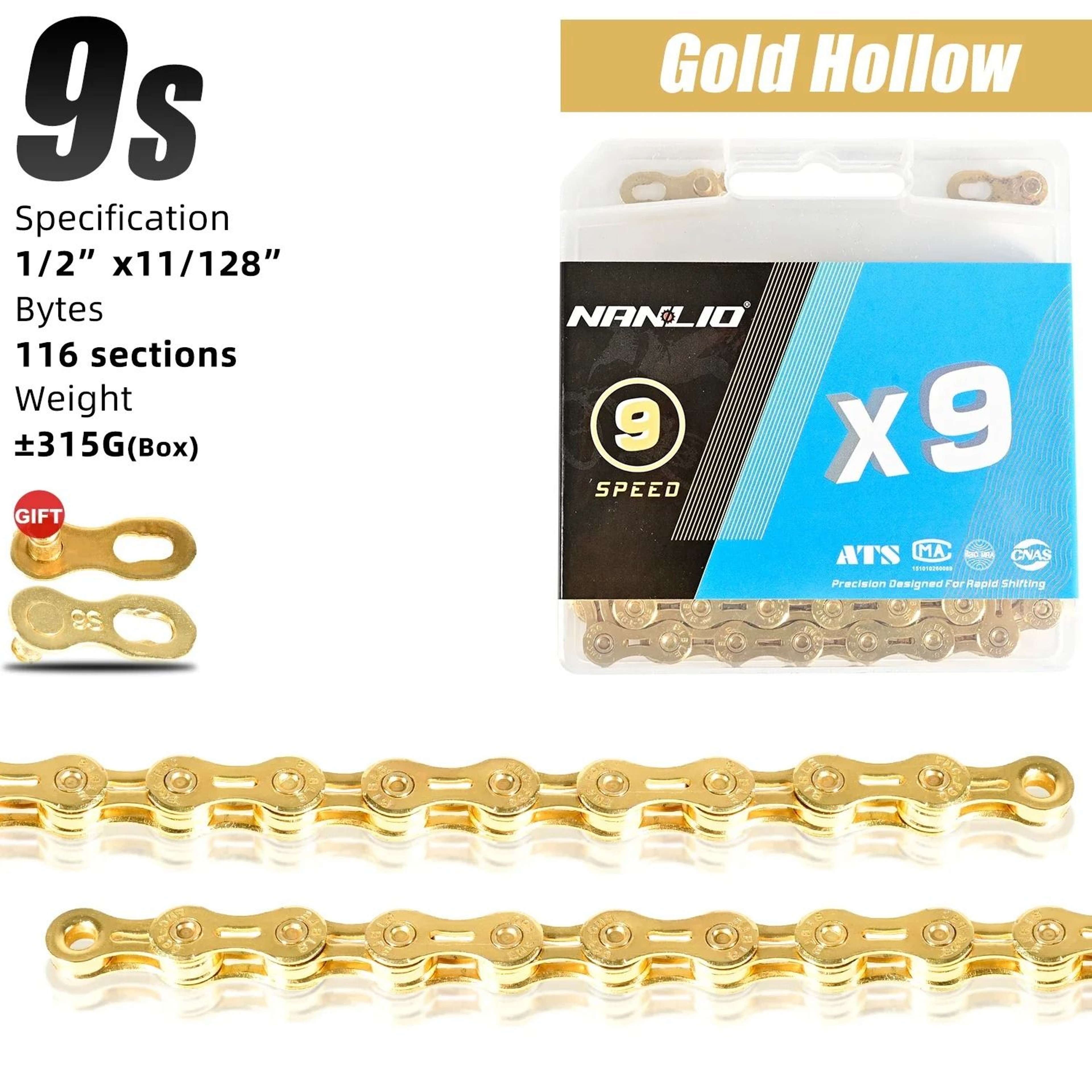 Nanlio Bike Chain X8 X9 X10 X11 X12 Variable Speed 116L 126L 10