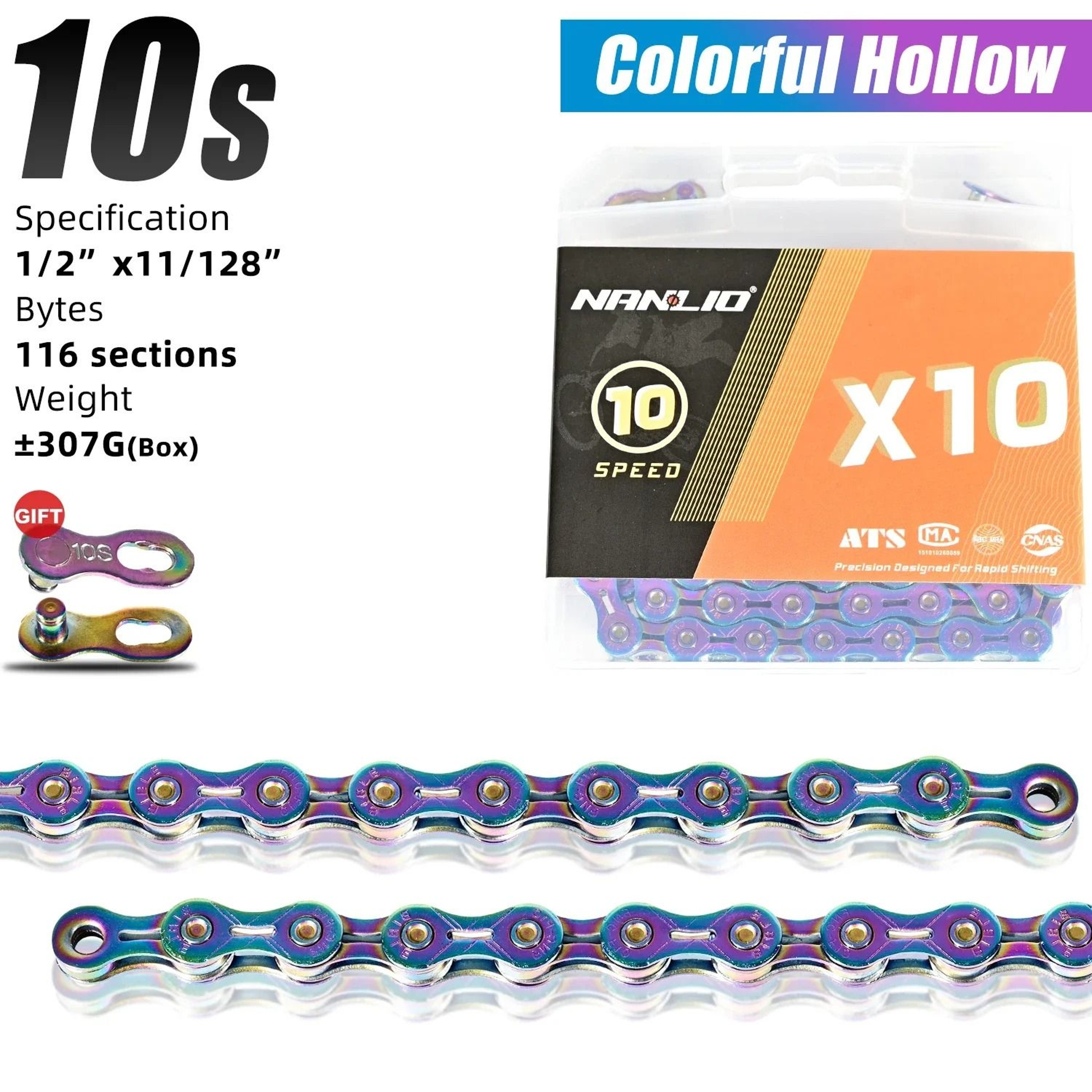 Nanlio Bike Chain X8 X9 X10 X11 X12 Variable Speed 116L 126L 17