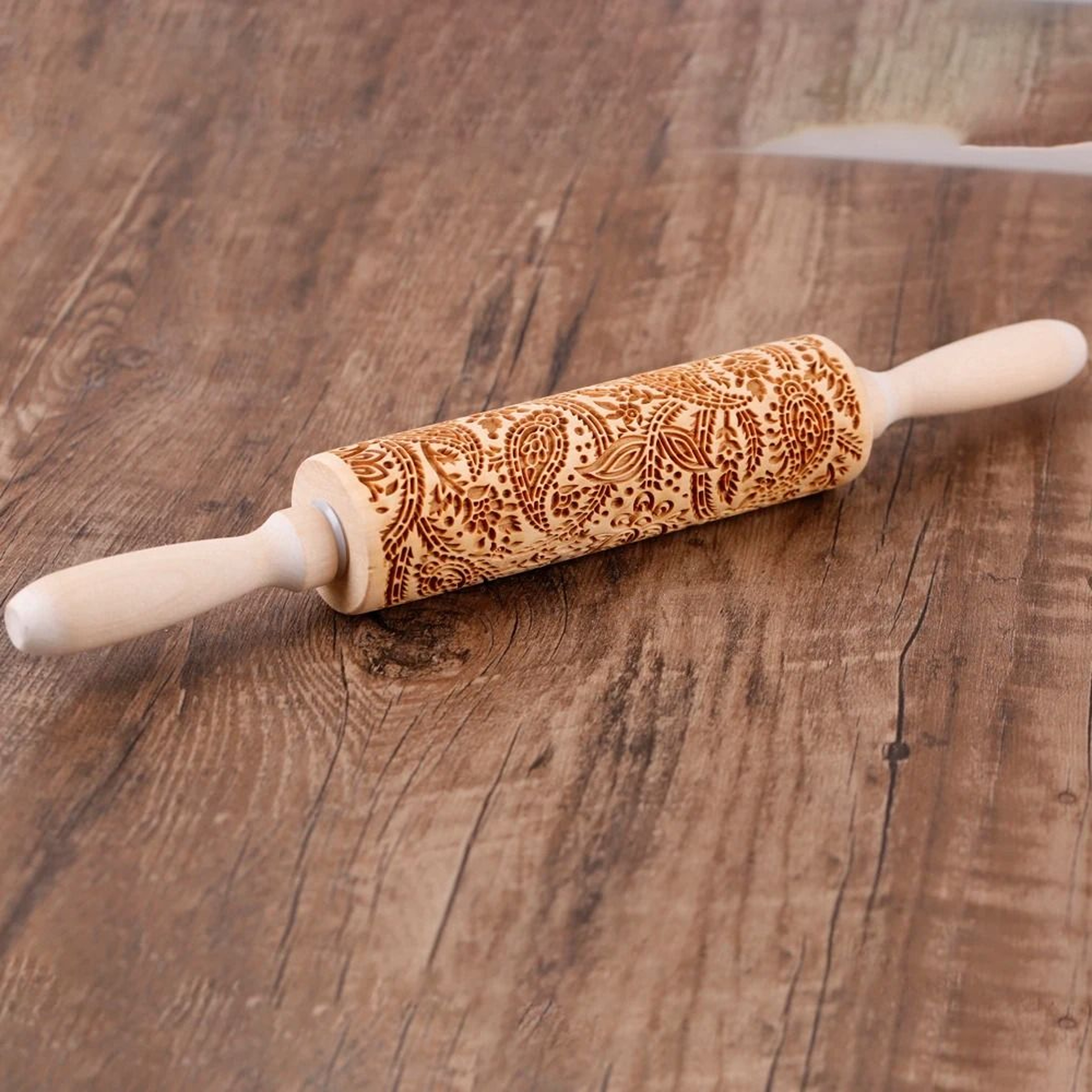 Tree Of Life Deep Engraved Wooden Rolling Pin For 3D Cookie Imprints 5