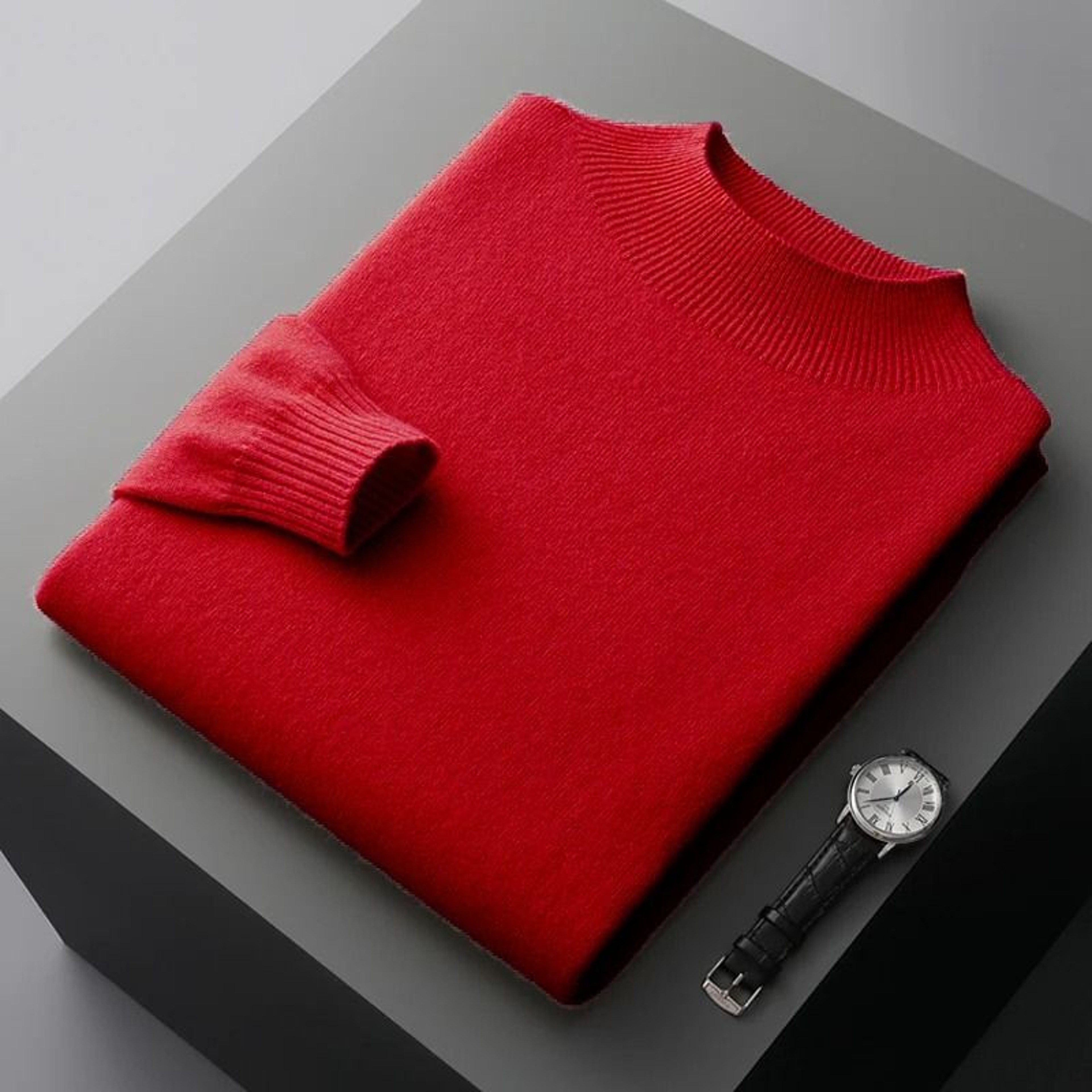 Men Casual Wool Sweater With Semi High Neck For Fall And Winter 5